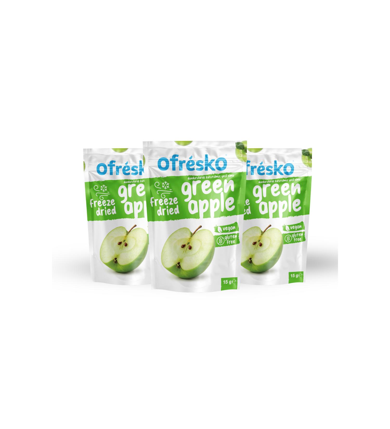 Ofr sko Freeze Dried Green Apple 15 gr Doypack - Dried Fruit 3 pack
