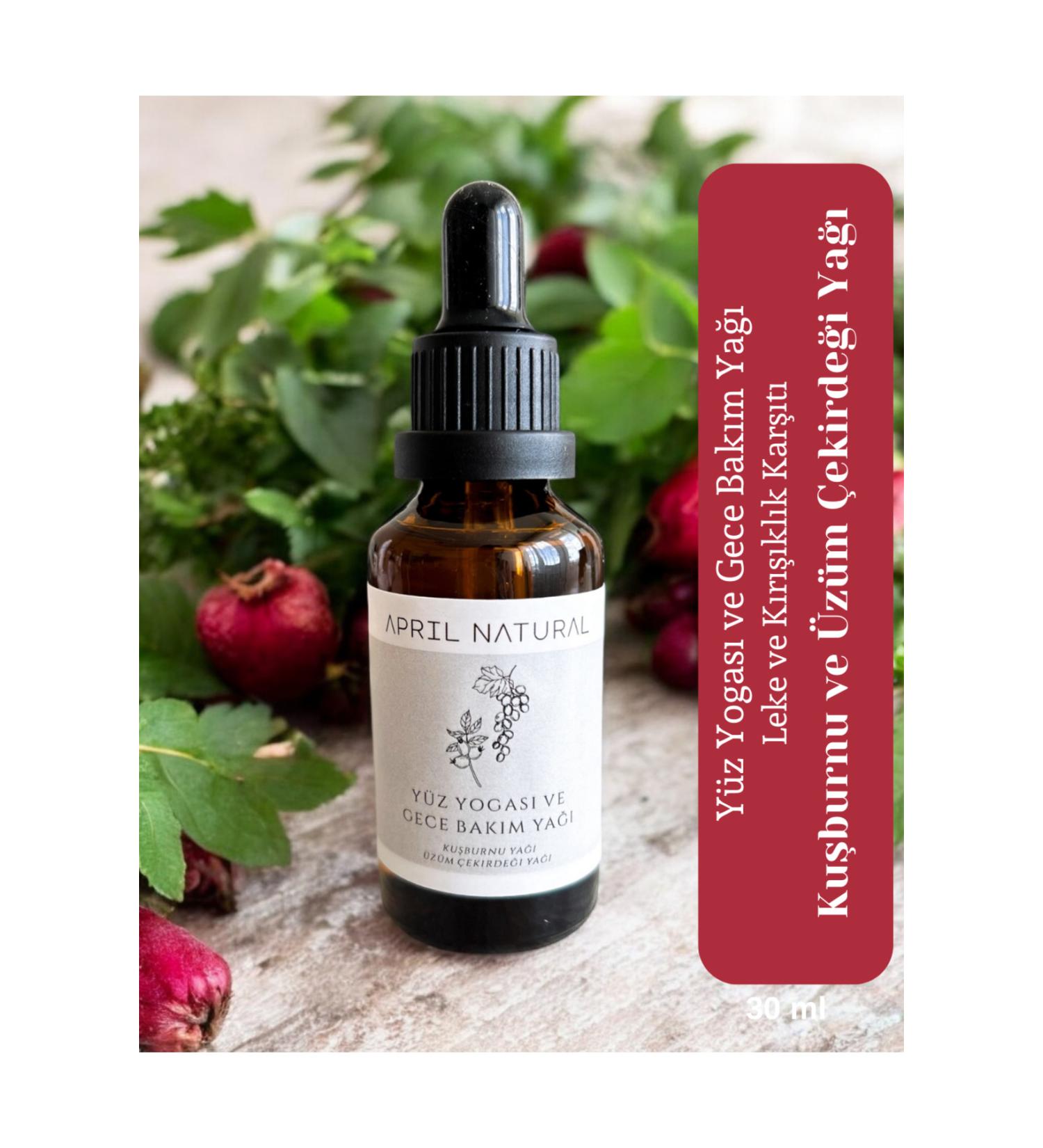 April Natural Rosehip Oil Grape Seed Oil Anti-Blemish Anti-Wrinkle Brightening Night Serum Face Yoga Oil - Buy Online on GoSupps.com