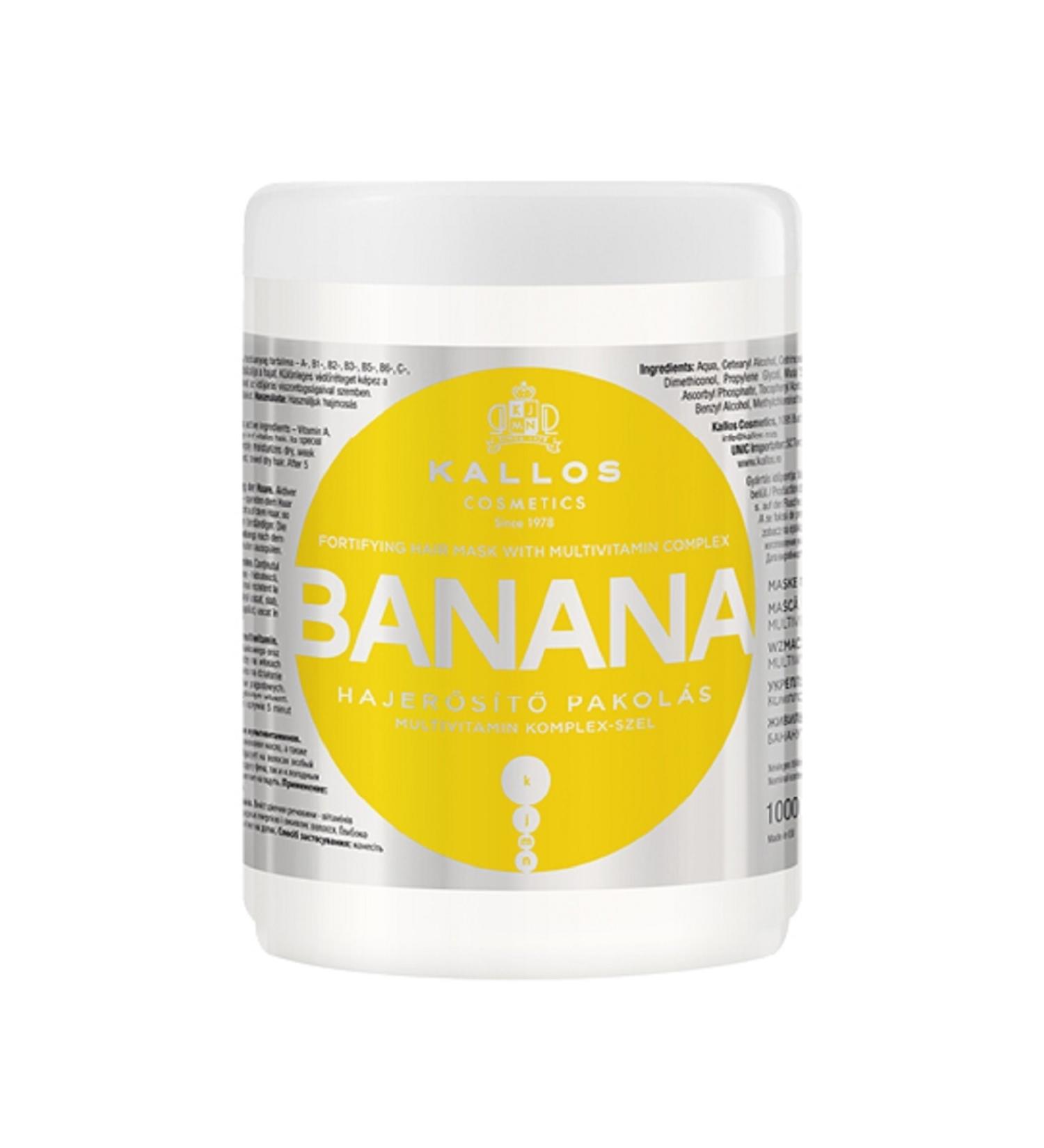 Kallos Cosmetics Banana Banana Extract and Multivitamin Strengthening Hair Care Mask 1000ml
