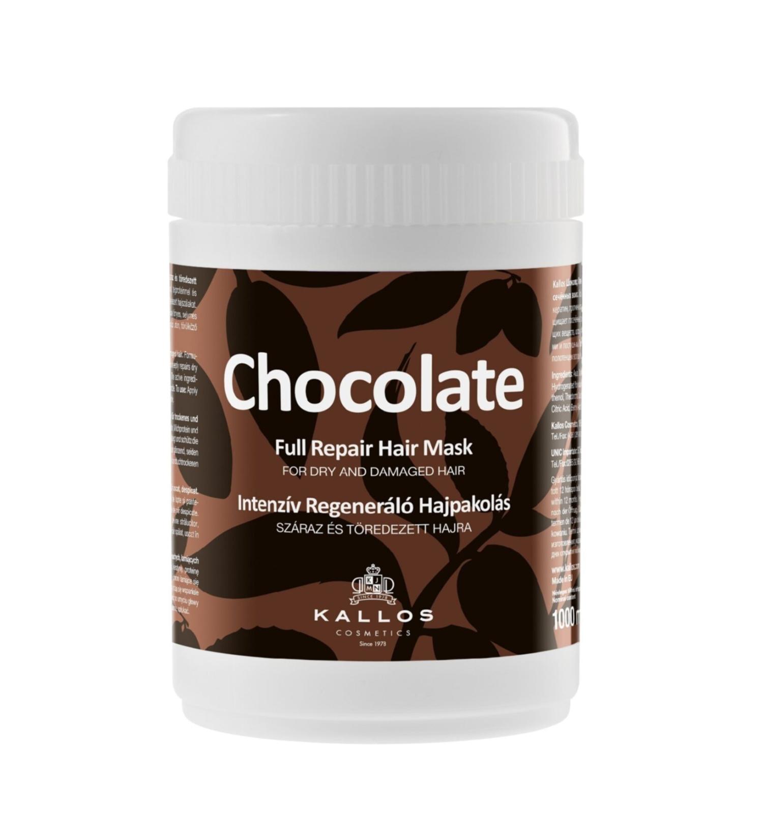 Kallos Cosmetics Chocolate 1000ml Cocoa Extract Complete Repair Hair Care Mask for Dry and Damaged Hair