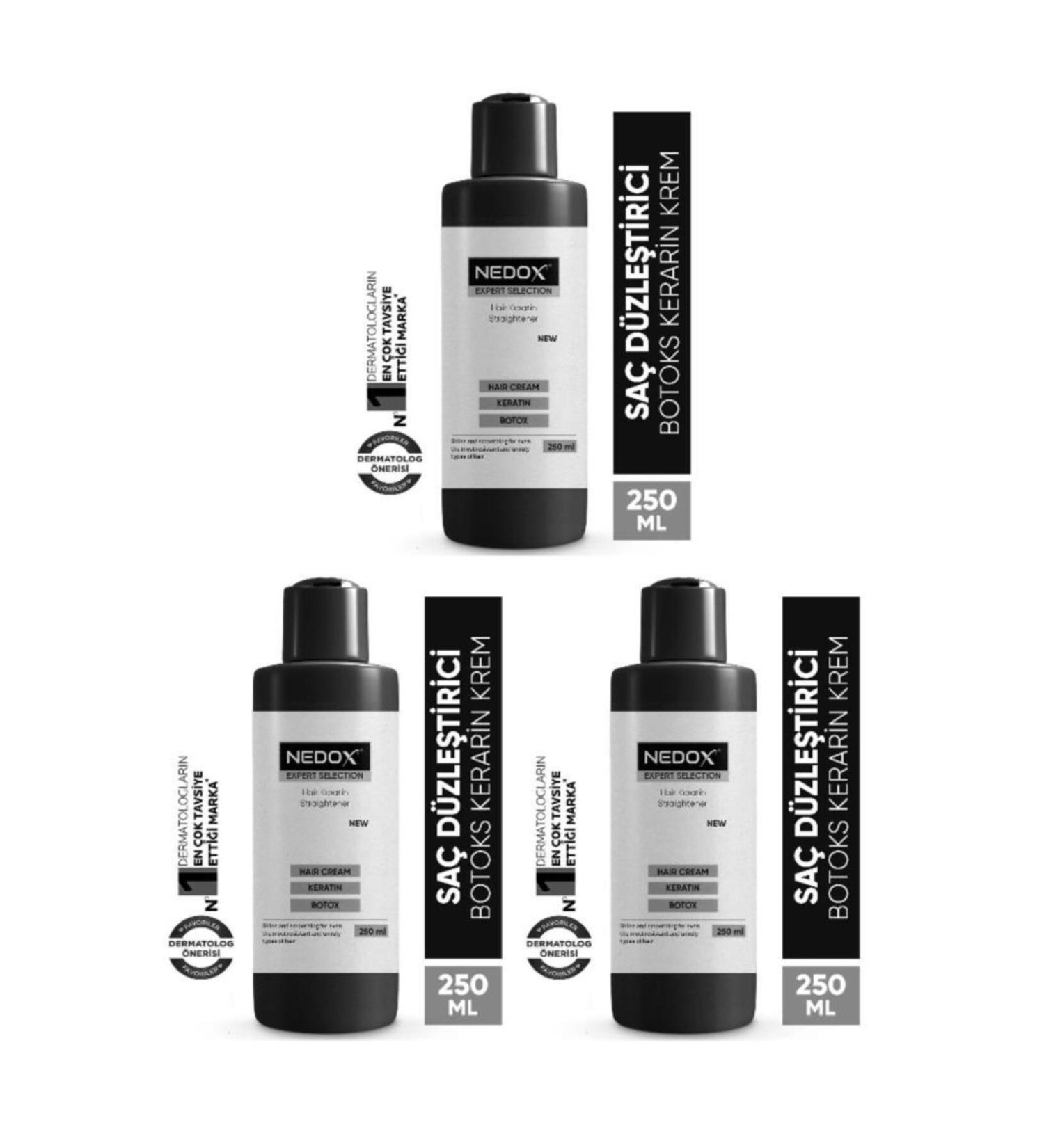 NEDOX 3 Pieces Hair Straightening Styling Keratin Botox Cream 250 ml