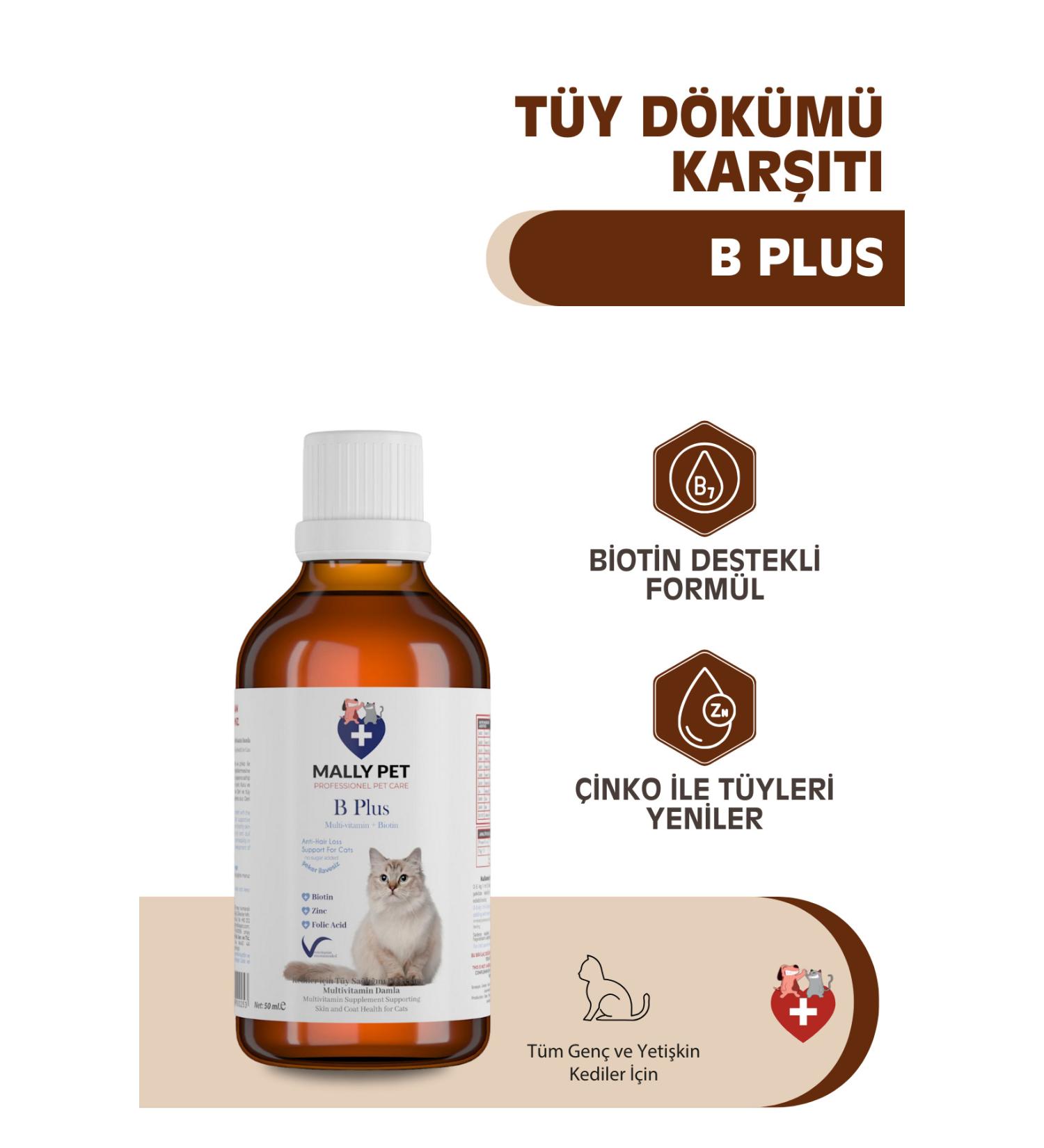 MALLY PET PROFESSIONAL PET CARE Cat Hair Loss Prevention Hair Health Drops Plus B For Cats 50 ml - Buy Online on GoSupps.com