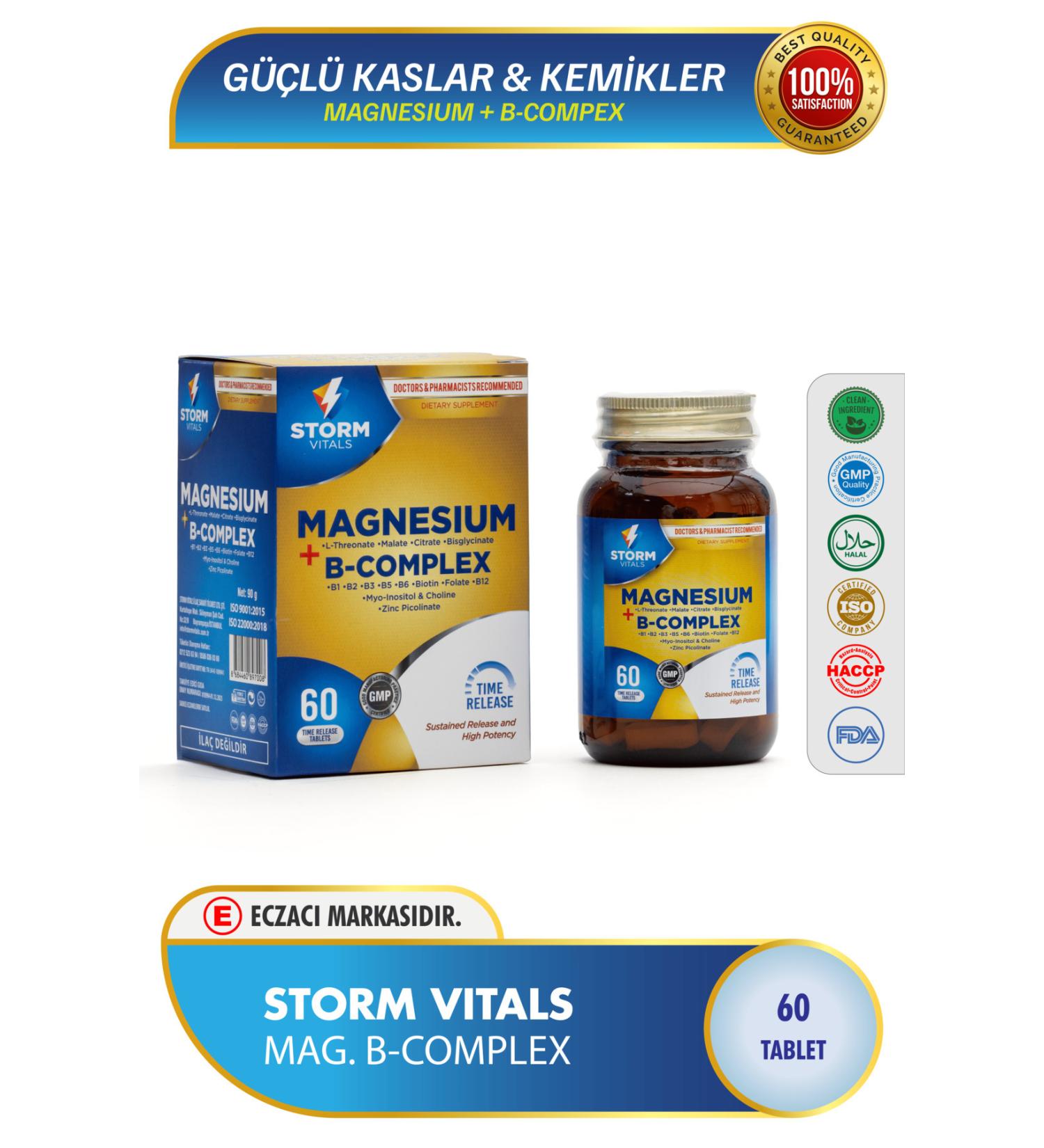 STORM VITALS Magnesium B-complex - Strong Muscles and Bones - 60 Tablets - Buy Online on GoSupps.com