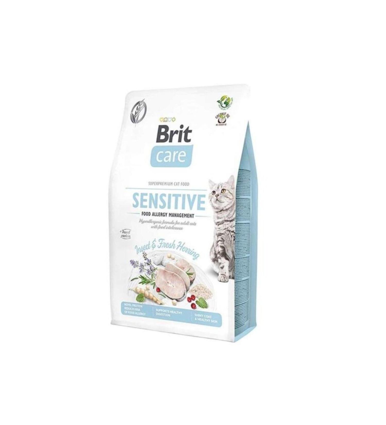 Brit Care Hypoallergenic Sensitive Herring Fish & Insect Grain-Free Adult Cat Food 2 Kg - Petsh