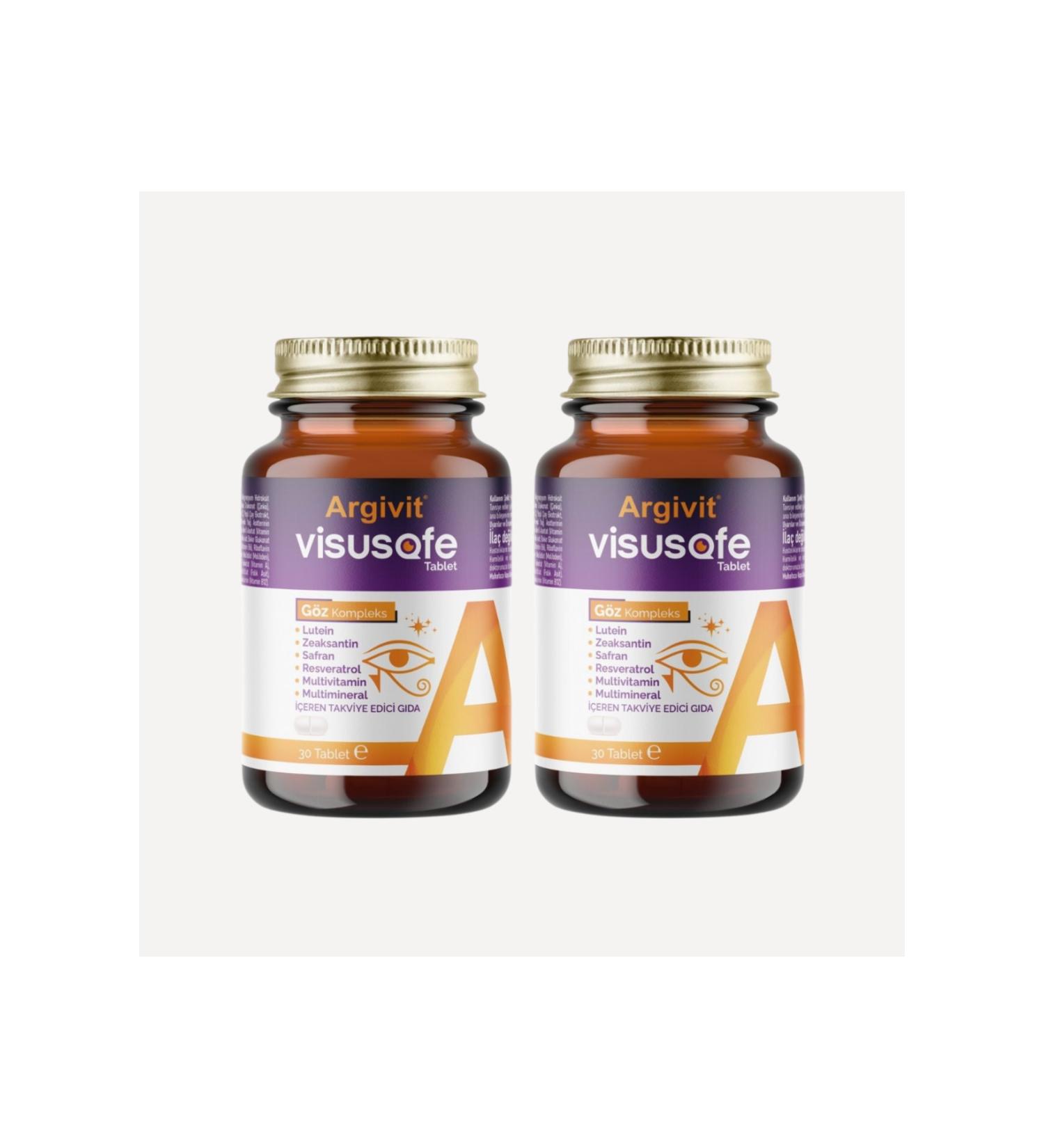 Argivit Visusafe 2 Pack - Lutein Zeaxanthin Saffron Resveratrol Multivitamin Multimineral - 30 Tablets - Buy Online on GoSupps.com