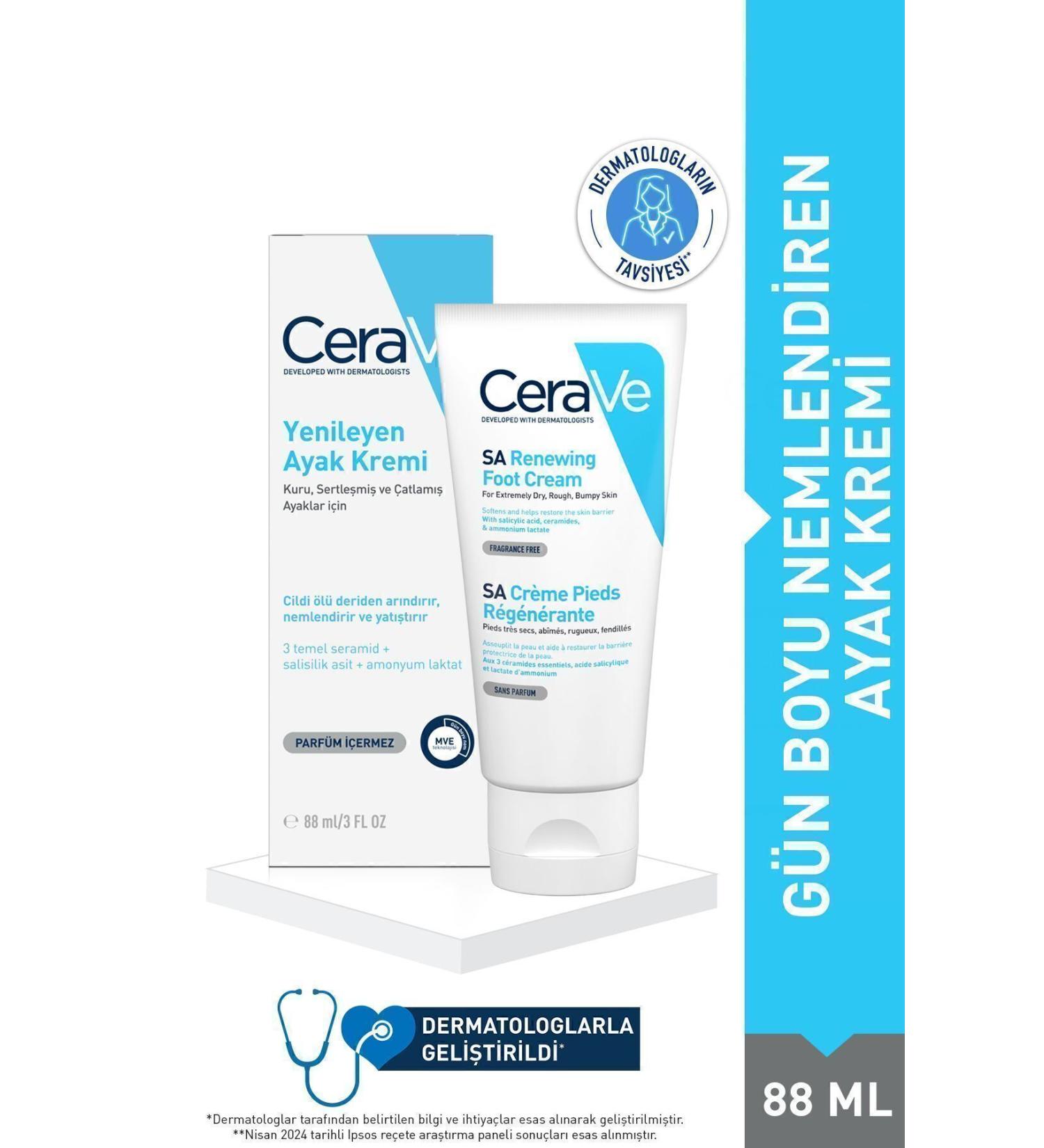 CeraVe Moisturizing Foot Cream Exfoliating Skin 88 ml DkHair1804 - Buy Online on GoSupps.com