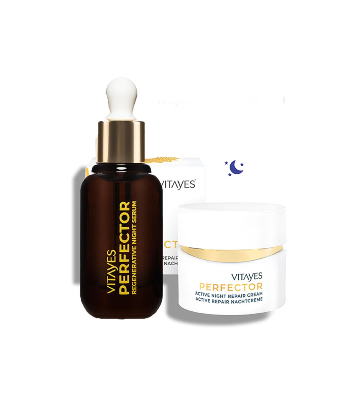 VITAYES Anti-Aging Repairing Herbaglow Face Night Skin Serum and Night Cream Set with Hyaluronic Acid - Buy Online on GoSupps.com