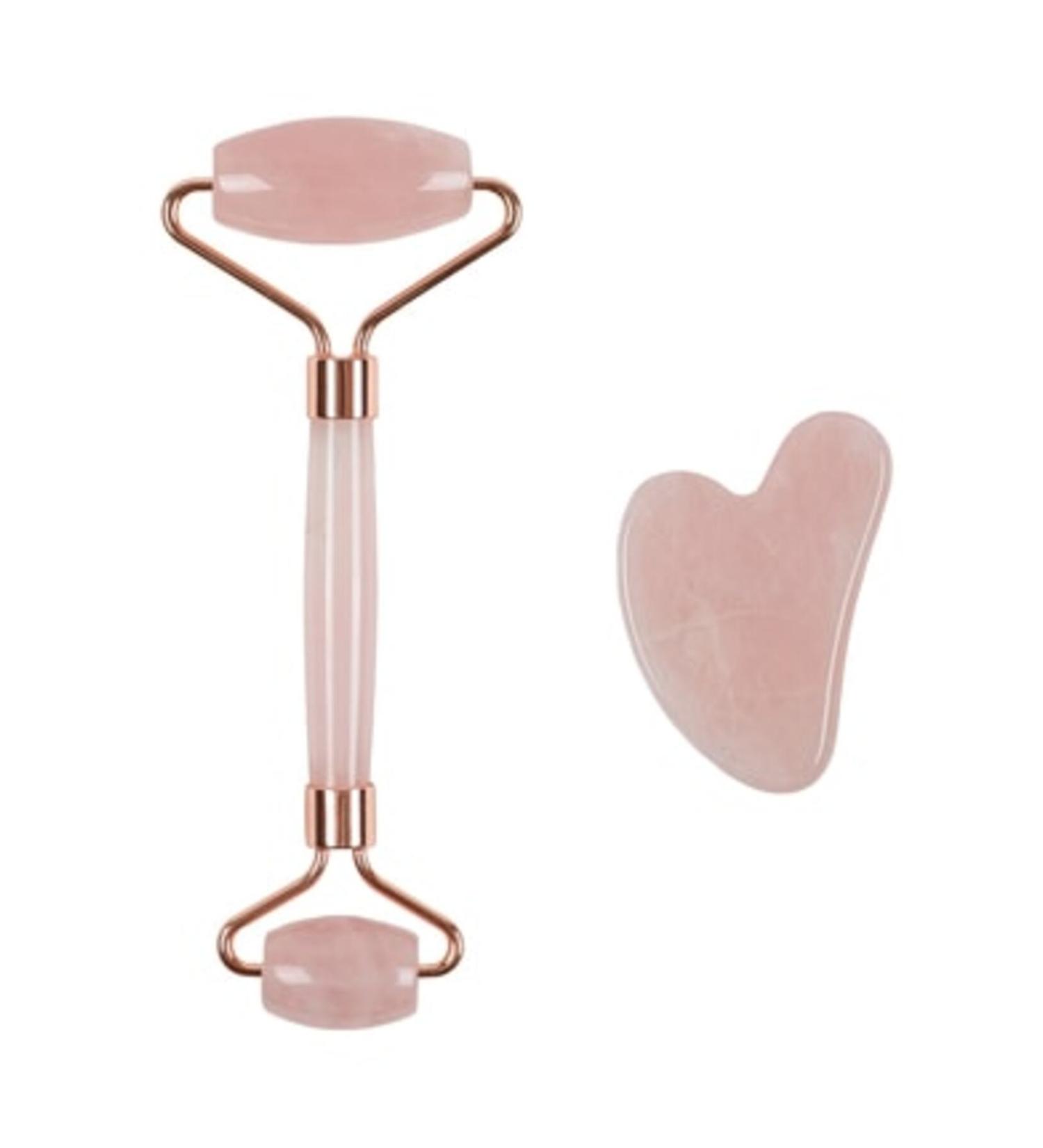 NOVAFACE STD Rose Quartz Face Roller and Rose Quartz Heart Gua Sha (premium Set) Classic