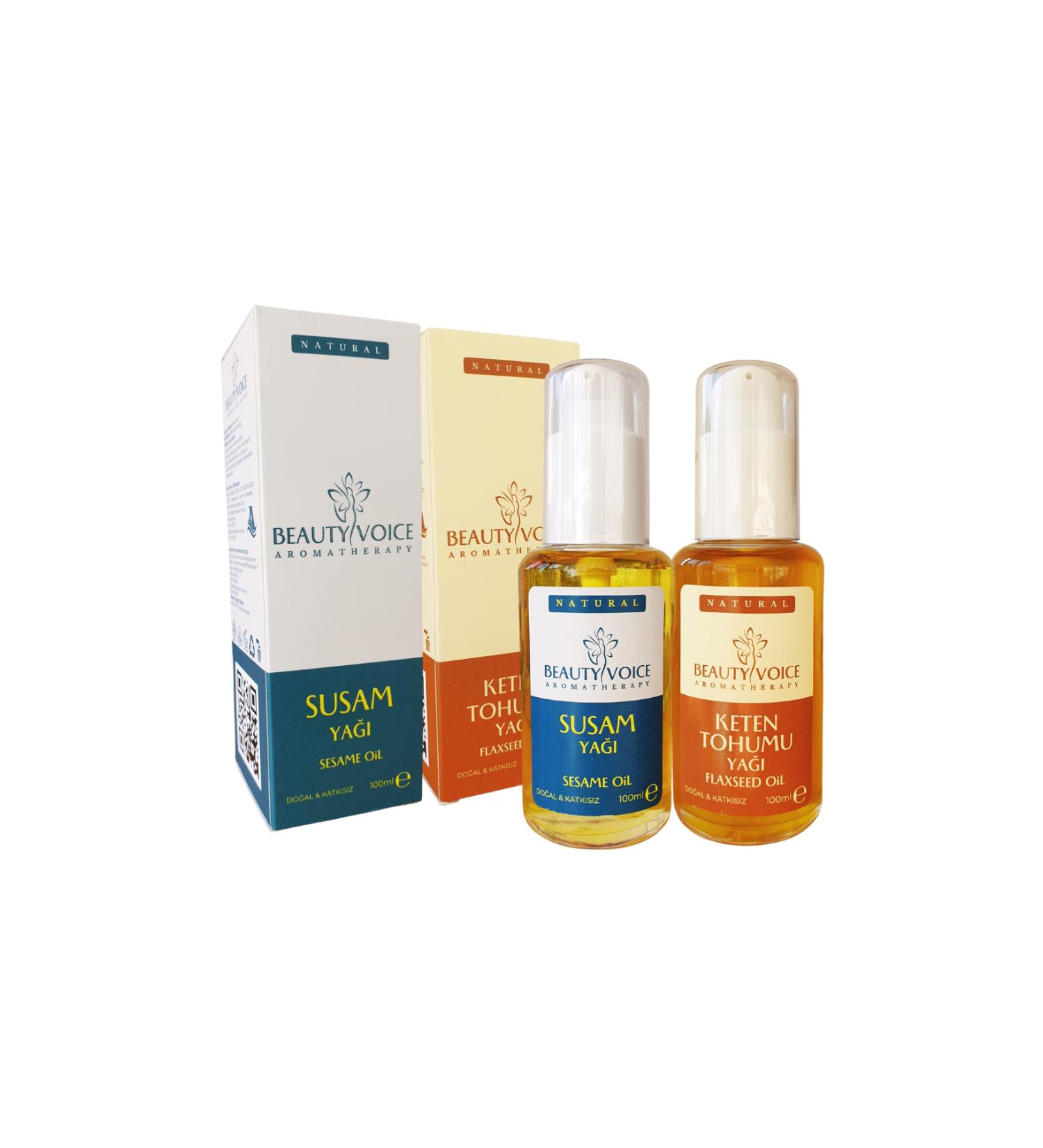 Beauty Voice Sesame Oil 100 ml - Linseed Oil 100 ml - Lotion Pump Bottle