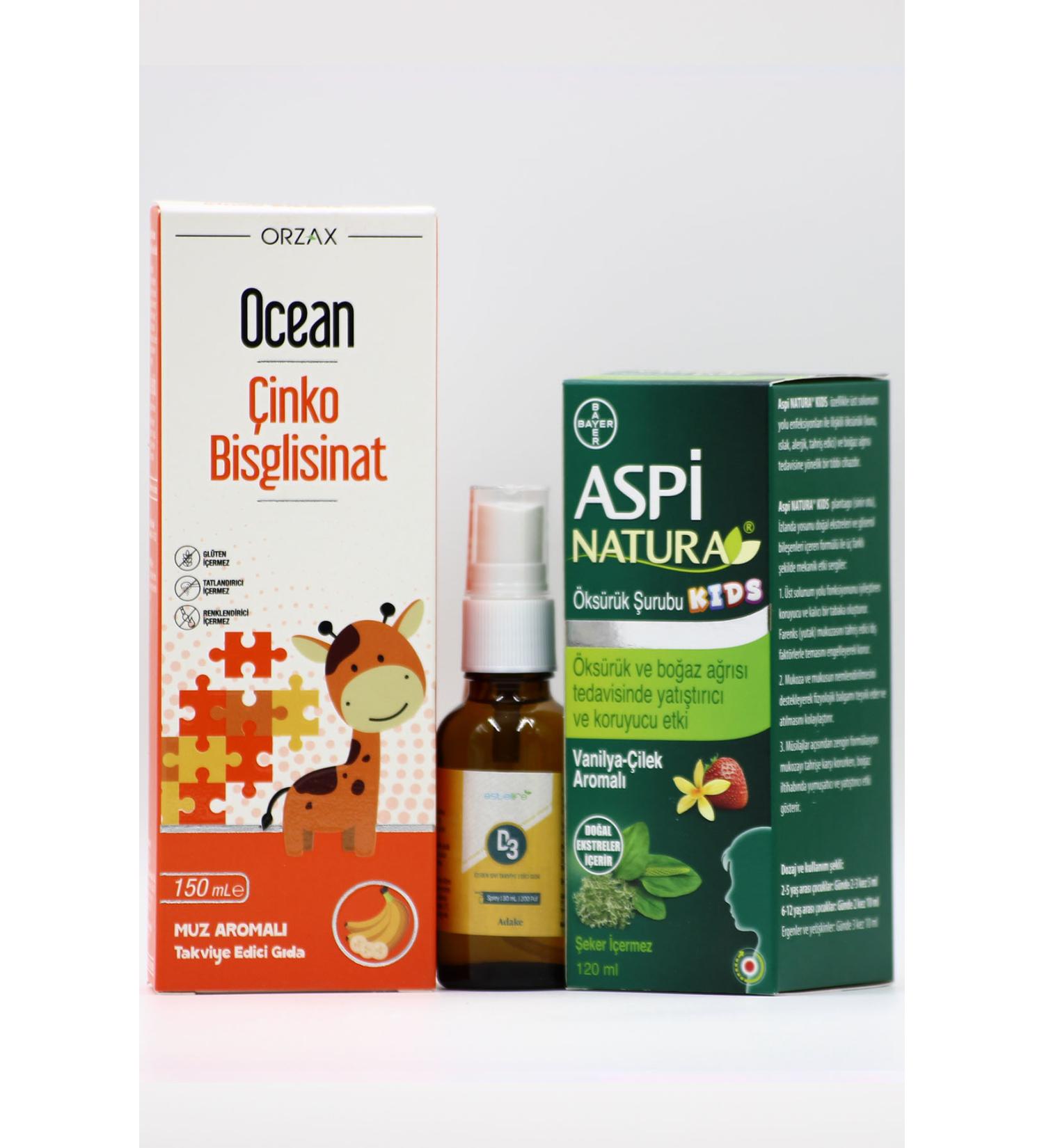 Ocean Triple Health Support Set for Children: Zinc Estellife D3 & Aspi Natura Syrup - Buy Online on GoSupps.com