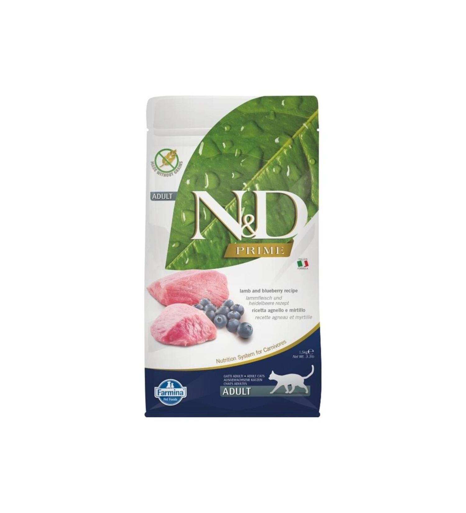 N & D Prime Grain Free Lamb & Blueberry Adult Cat Food 1.5 Kg