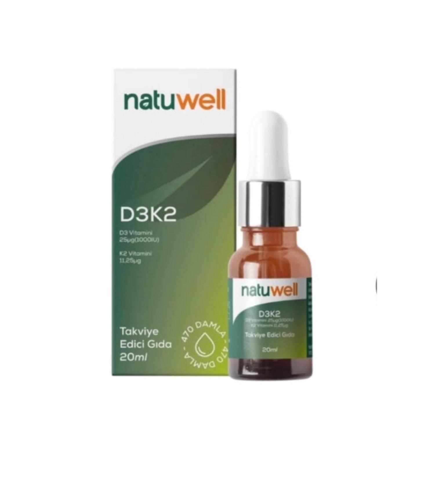 Natuwell Vit D3k2 20 ml Drops 8683873980079