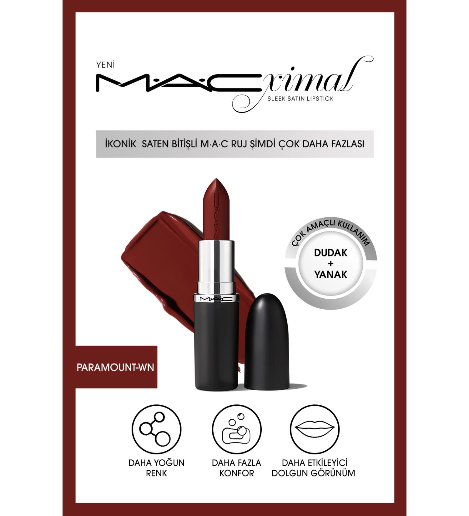 Mac PARAMOUNT - MACximal Sleek Satin Lipstick Iconic Satin Finish Lipstick 3.5GM - Buy Online on GoSupps.com