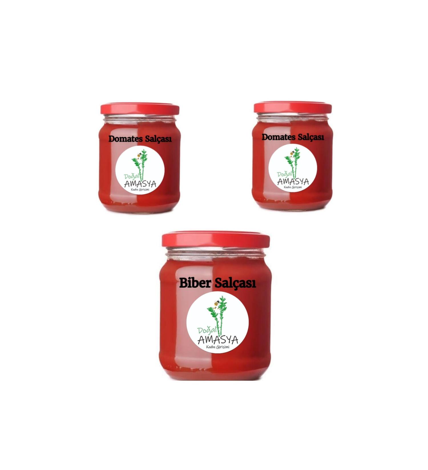 Natural Amasya 0 Natural Homemade Brut 2 Kg Tomato and Brut 1 Kg Pepper Paste Set of 3