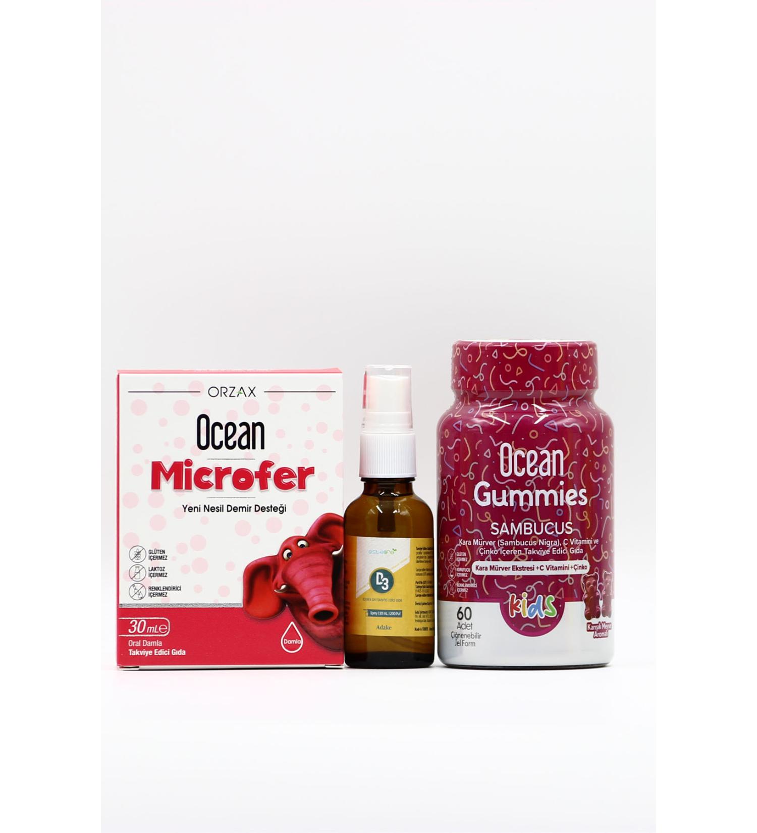 Iron and Immune Support Package for Children with Ocean Microfer Estellife D3 Ocean Gummies Sambucus - Buy Online on GoSupps.com