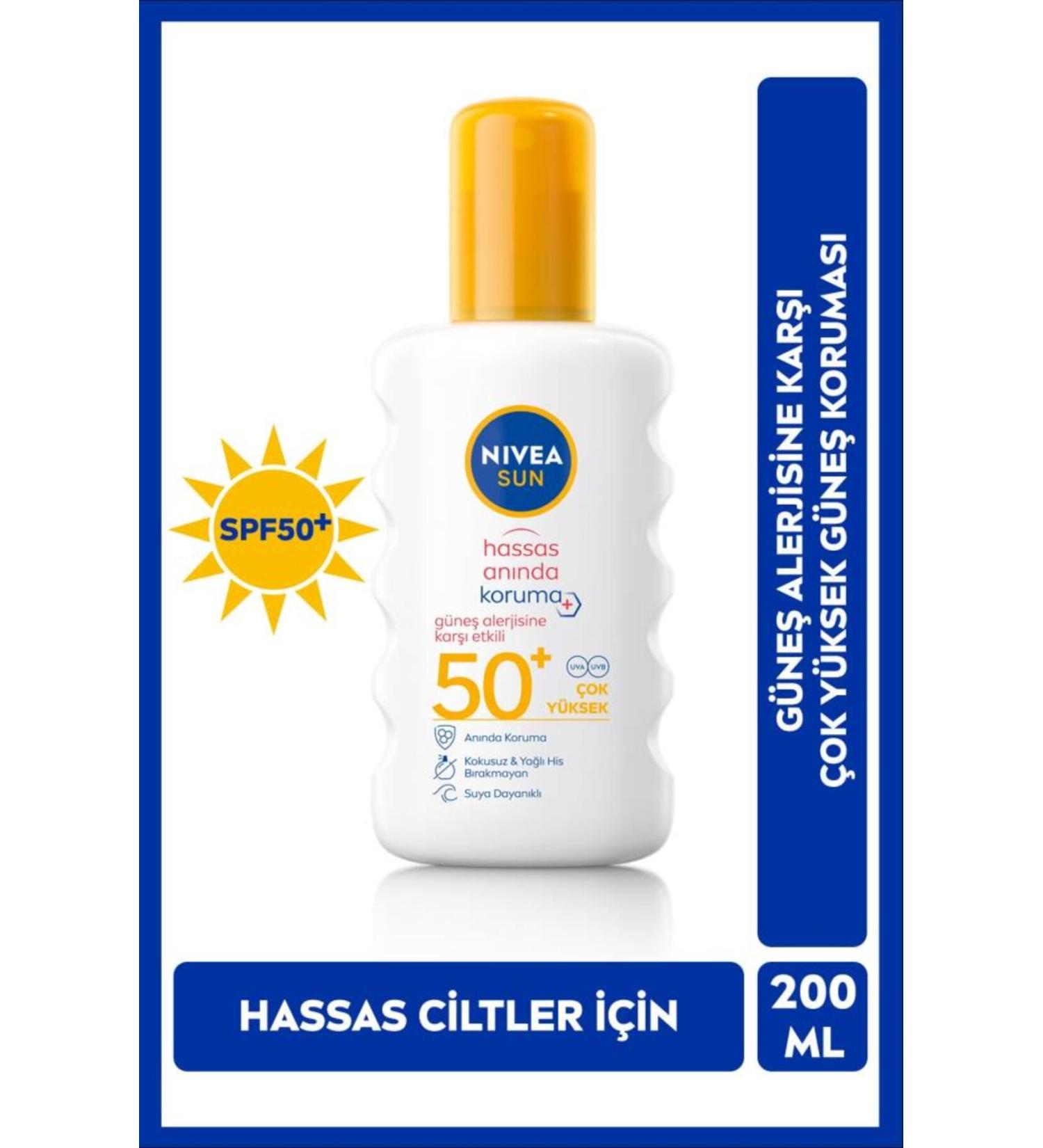 NIVEA Sun Instant Protection Sun Spray 200ml Spf50 Effective Against Sun Allergy Sensitive Skin - Buy Online on GoSupps.com