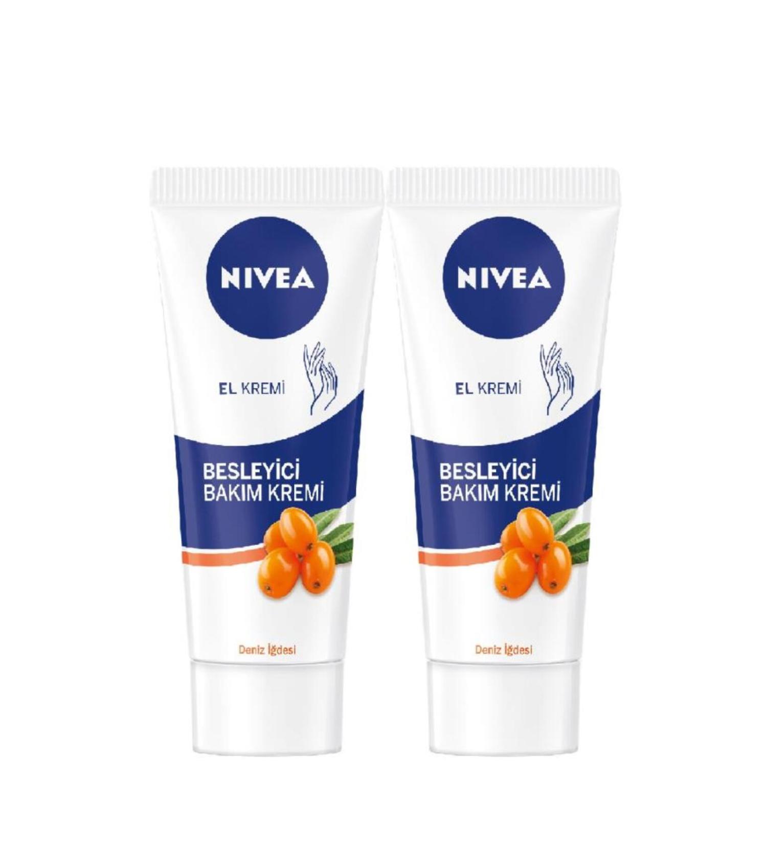 NIVEA Nourishing and Moisturizing Hand Care Cream 75ml Sea Buckthorn Vitamin E X2 Pieces