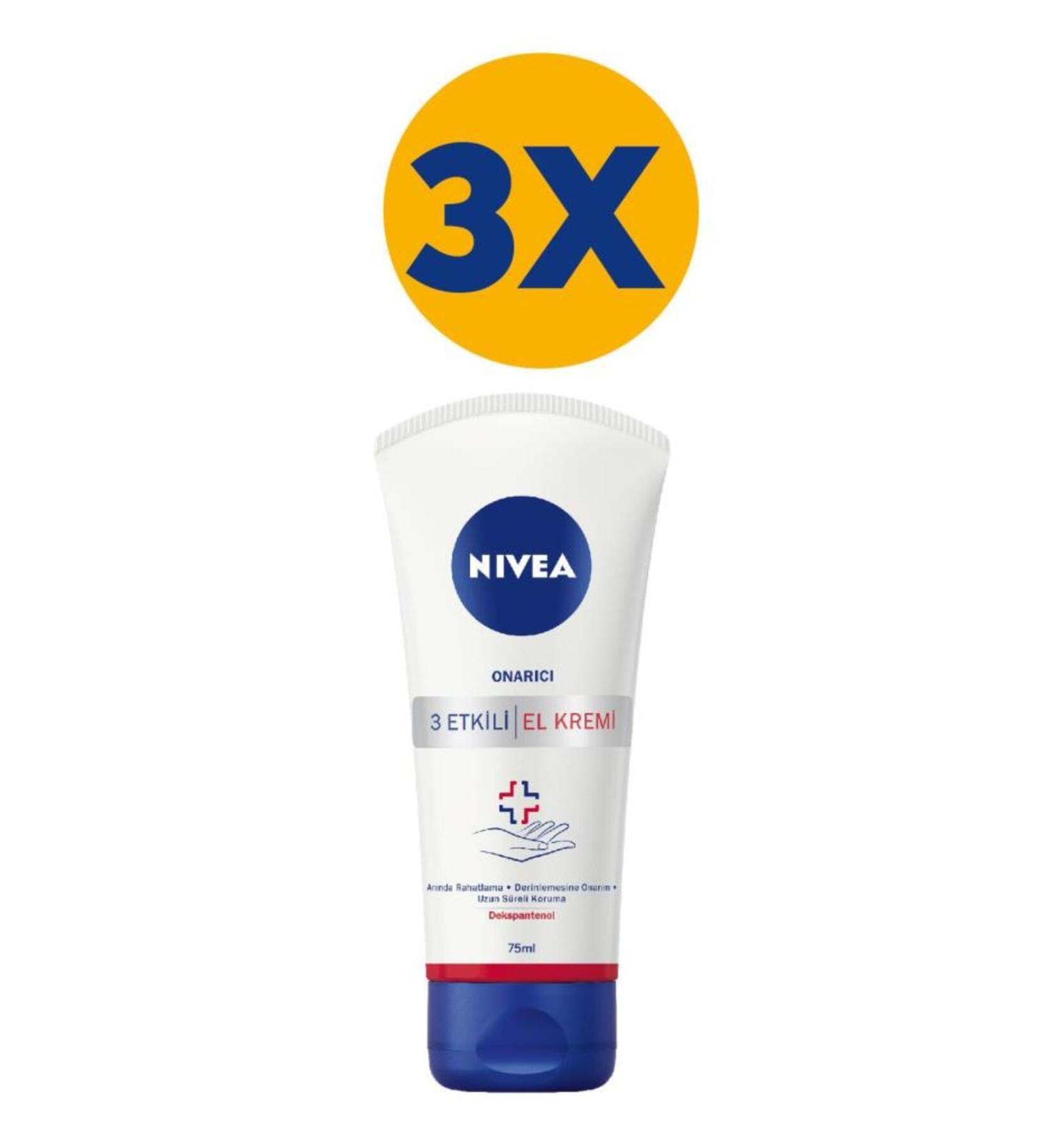 NIVEA 3-Effect Repair Hand Care Cream 75ml Moisturizing Instant Relief Long-Term Protection X3 Pieces