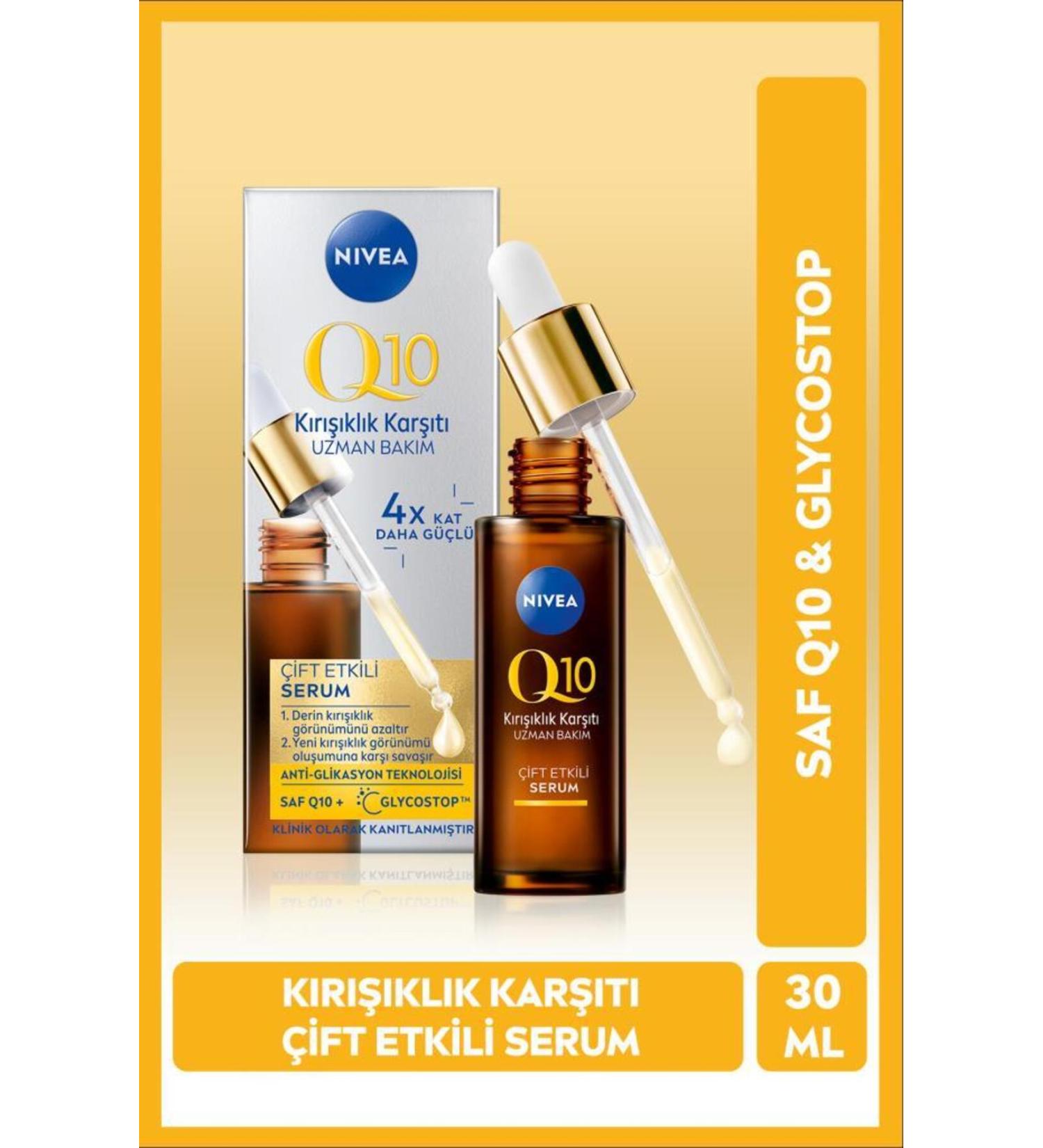 NIVEA Q10 Anti-Wrinkle Dual Action Skin Serum 30ml Pure Q10 Sugar-Induced Wrinkle Prevention - Buy Online on GoSupps.com