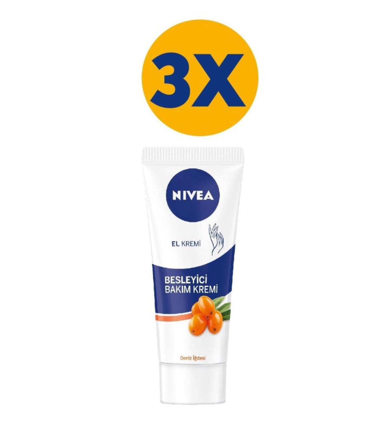 NIVEA Nourishing and Moisturizing Hand Care Cream 75ml Sea Buckthorn Vitamin E X3 Pieces