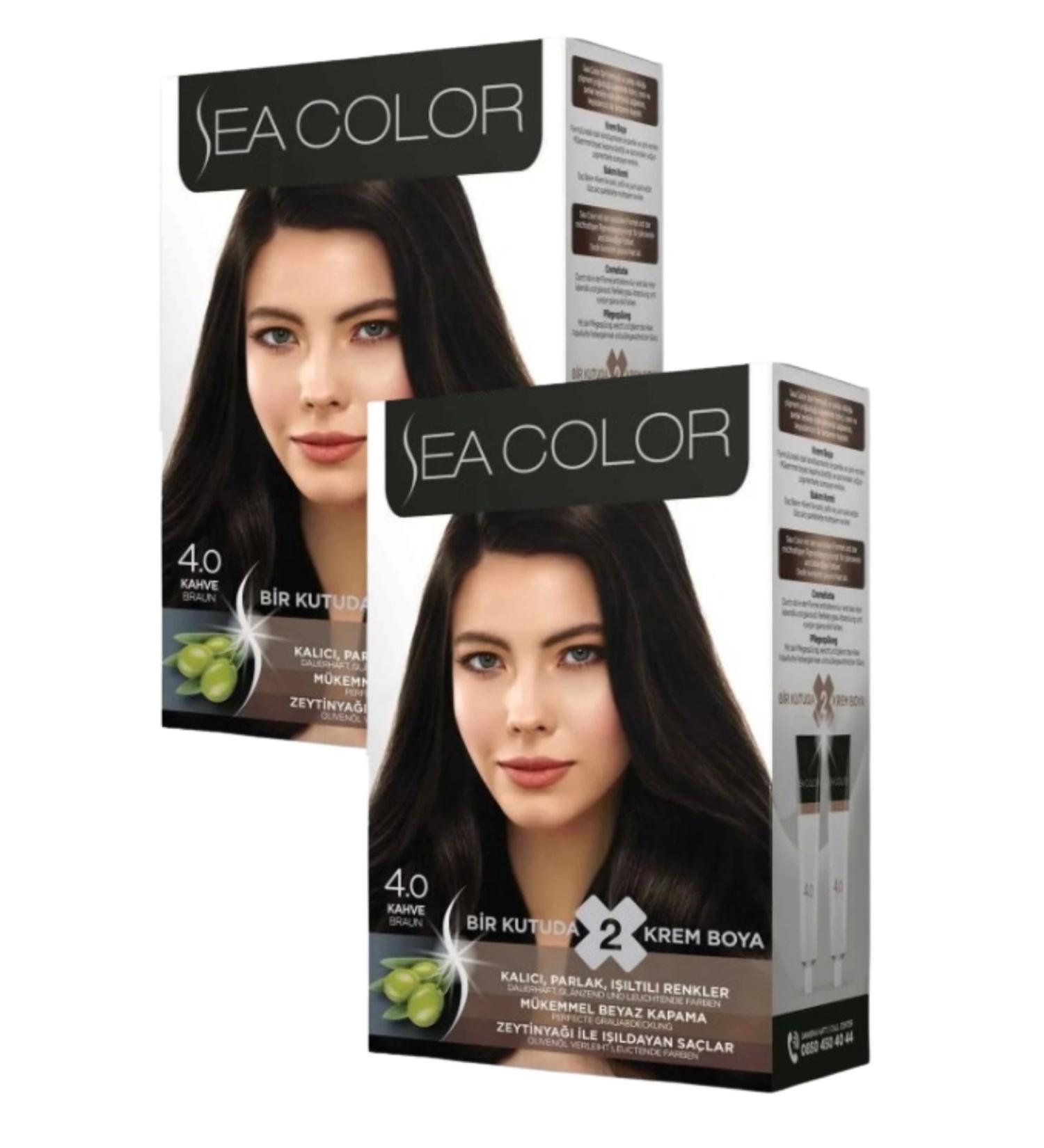 Sea Color 4/0 Hair Dye Brown 100 ml X 2 Boxes