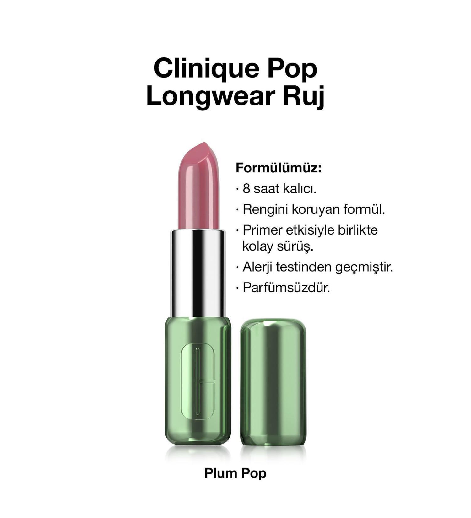 Clinique Rich Pigmentation Color-Preserving All-Day Long-Lasting Shiny Finish Lipstick-Plum Pop passi.3699 - Buy Online on GoSupps.com