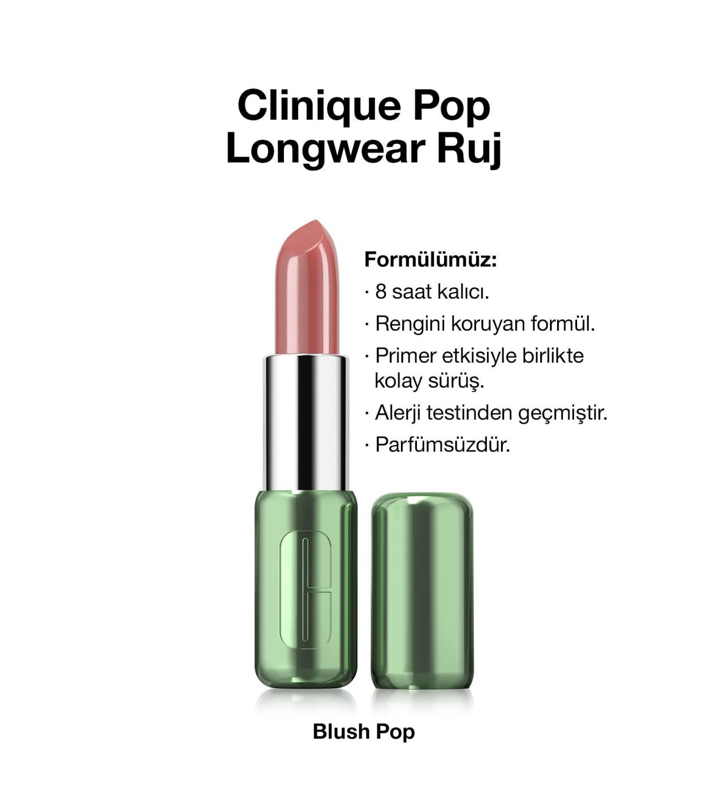Clinique Rich Pigmentation Color-Preserving All-Day Long-Lasting Shiny Finish Lipstick-Blush Pop passi.3701 - Buy Online on GoSupps.com