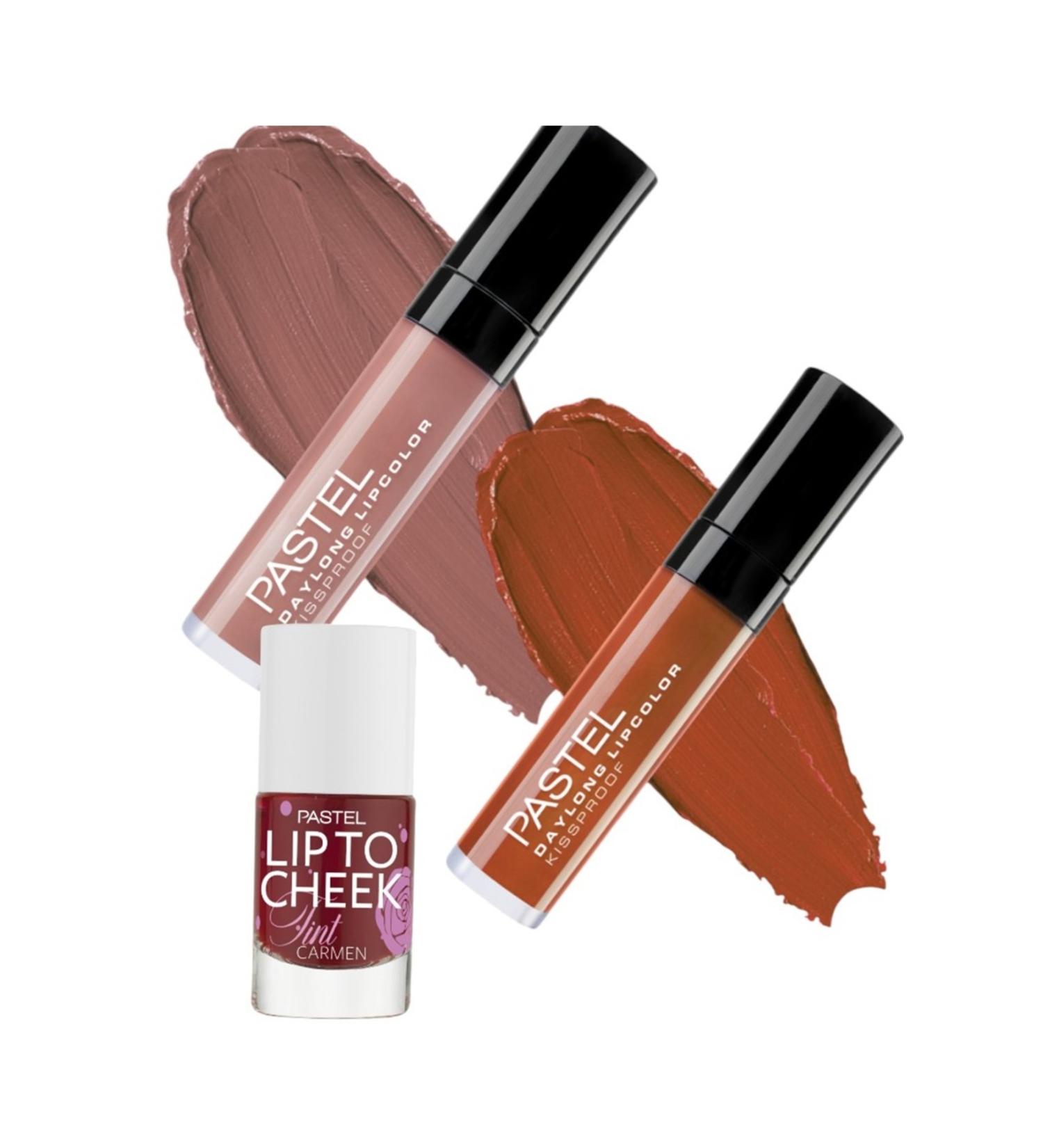 Pastel Bahar Set of 2 Liquid Matte Lipstick 31 and 38 + Pastel Lip To Cheek Tint 01 - Carmen - Buy Online on GoSupps.com