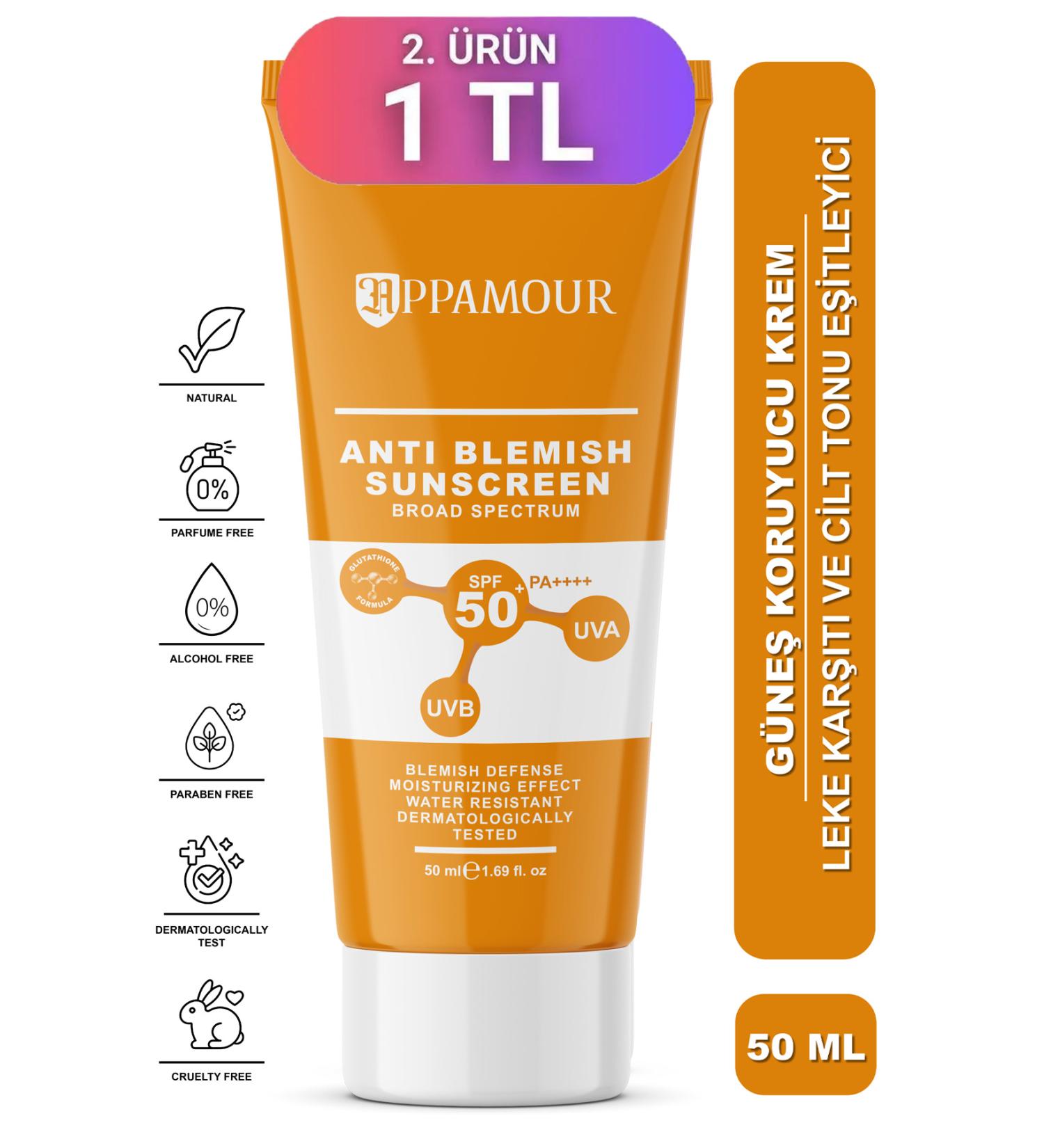 appamour Anti-Spot High Protection SPF 50 Sun Cream for All Skin Types with Glutathione Effect 50 ml - Buy Online on GoSupps.com
