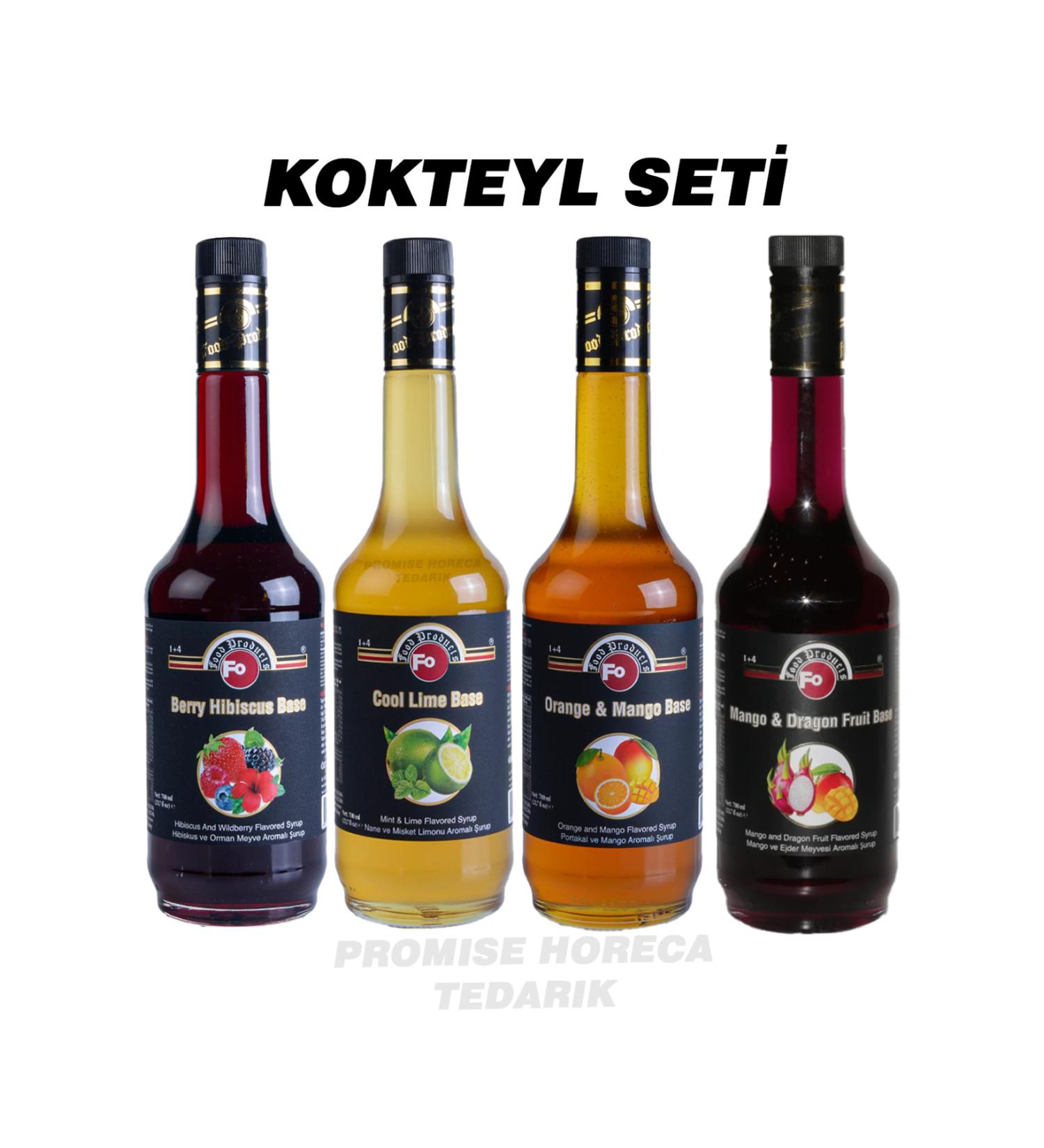 FO 4-Piece Cocktail Set Cool Lime Berry Hibiscus Orange Mango Mango Dragon