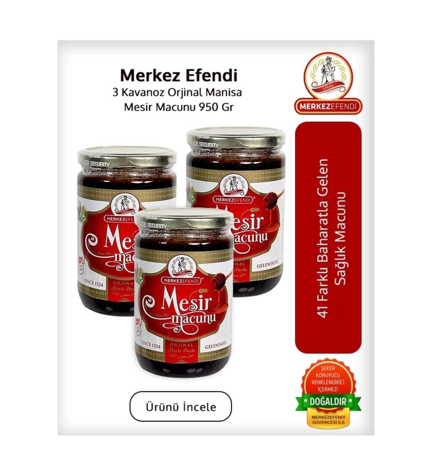 Merkez Efendi 3 Jar Manisa Mesir Paste 950 gr - Buy Online on GoSupps.com