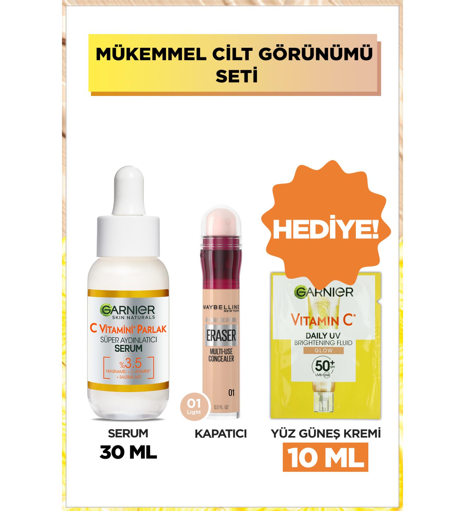 Maybelline New York Maybelline Instant Anti Age Eraser Concealer 01 & Garnier Vitamin C Bright Super Brightening Serum - Buy Online on GoSupps.com