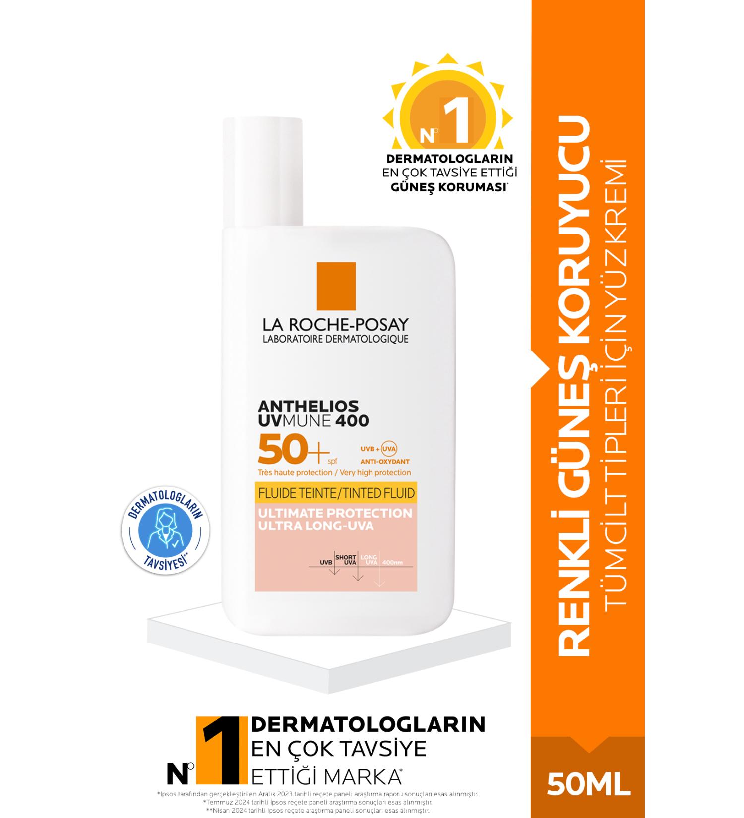 La Roche Posay Anthelios Uvmune Fluid Spf 50 High Protection Tinted Face Sunscreen for All Skin Types - Buy Online on GoSupps.com