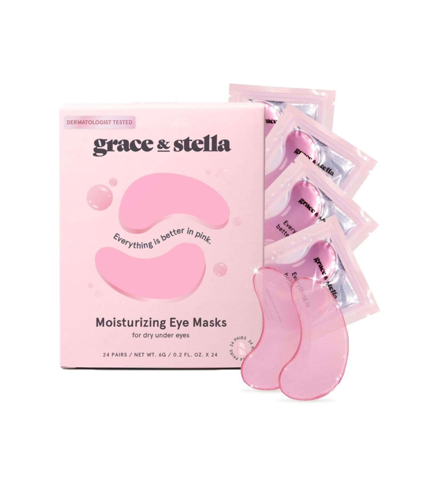 grace & stella Award Winning Eye Mask (Pink 12 Pairs) Reduces Dark Circles Puffy Eyes Under-Eye Bags - Buy Online on GoSupps.com