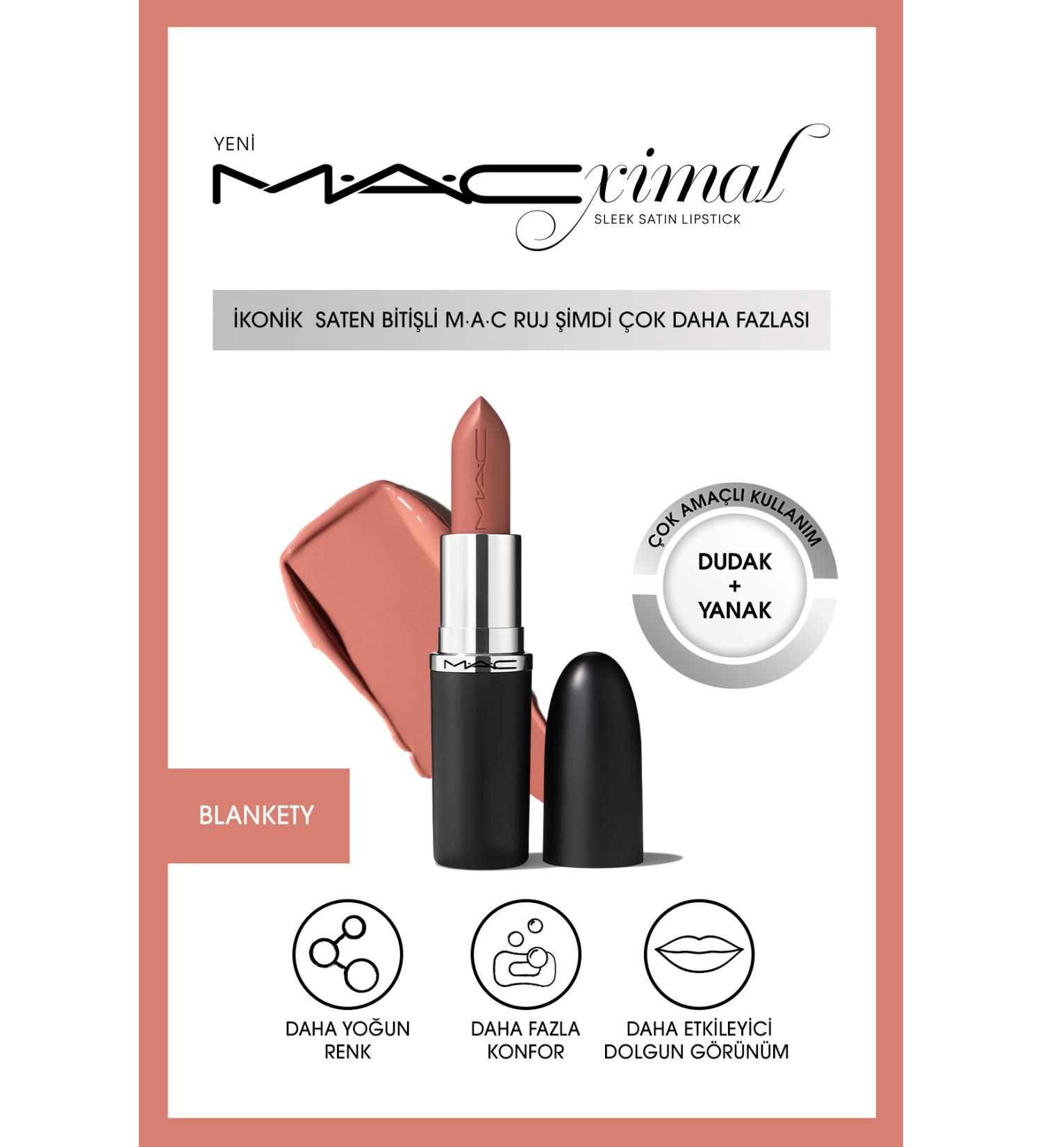 Mac Lipstick with a Nourishing Satin Finish That Gives an Impressively Plump Look - Blankety 3.5g - Buy Online on GoSupps.com