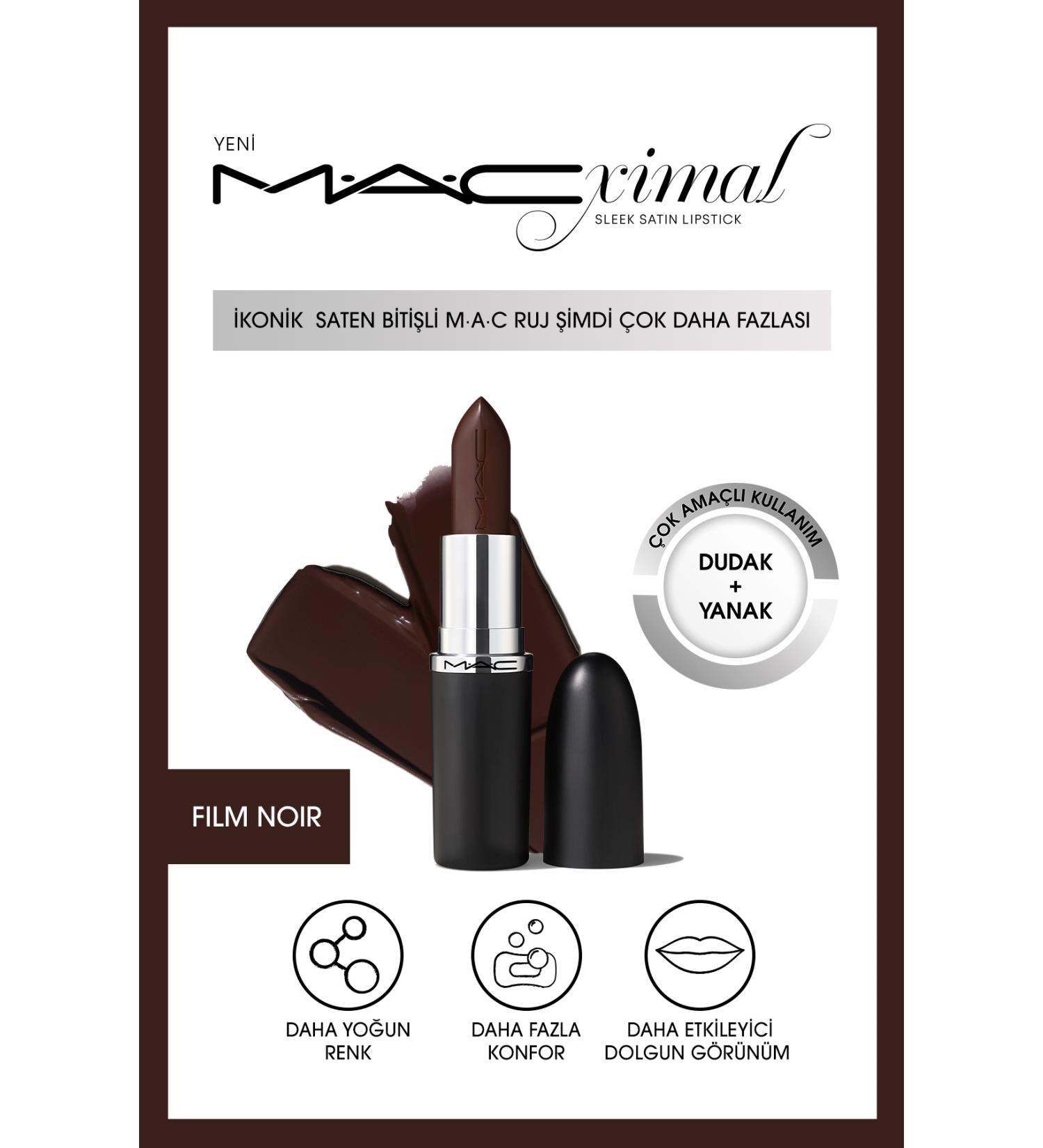 Mac Lipstick with a Nourishing Satin Finish That Gives an Impressively Plump Look - Film Noir 3.5g - Buy Online on GoSupps.com