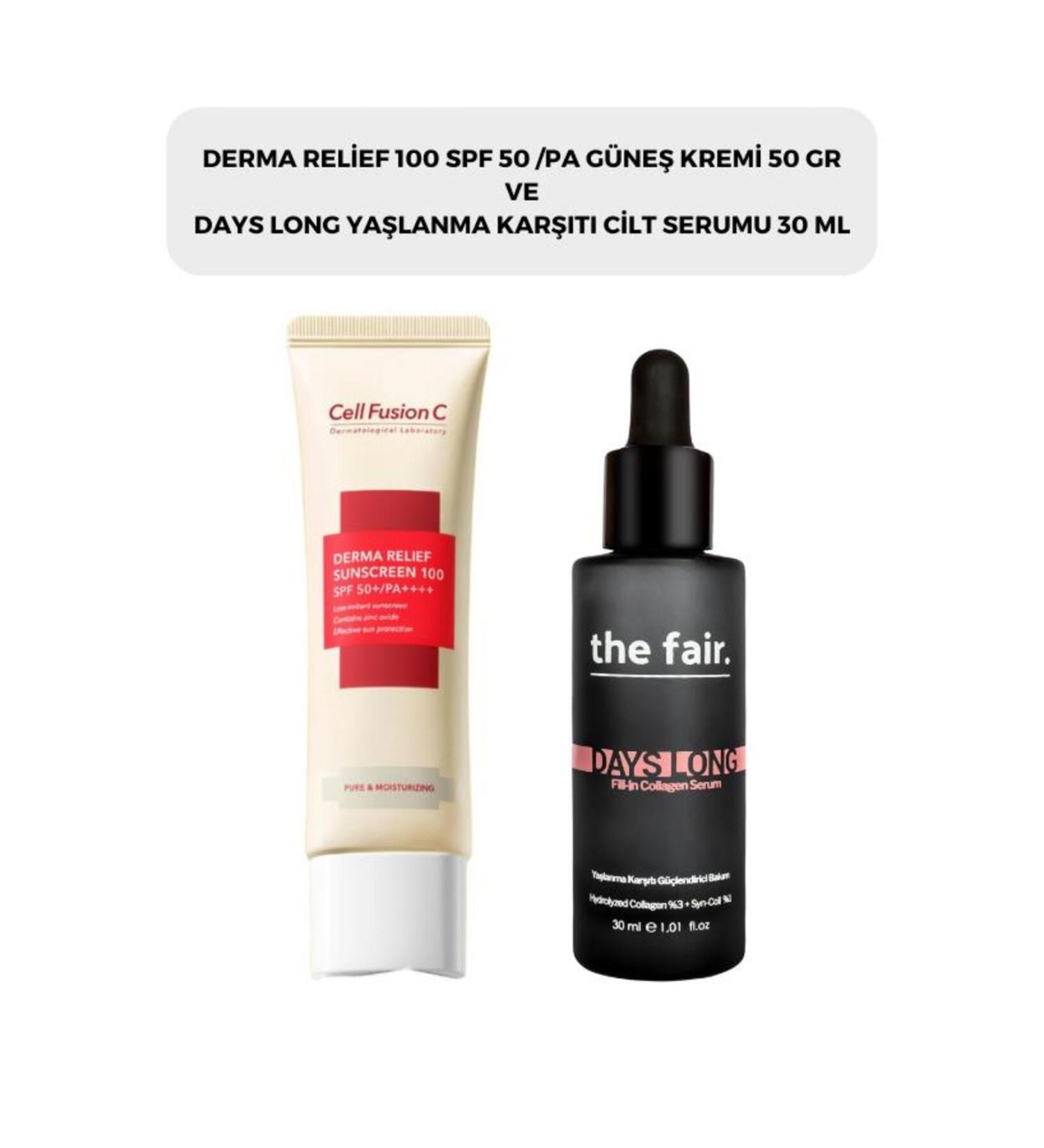 The Fair Cell Fusion C Derma Relief 100 Spf 50 /pa Sun Cream 50 gr and the fair. Anti-Aging Skin Serum