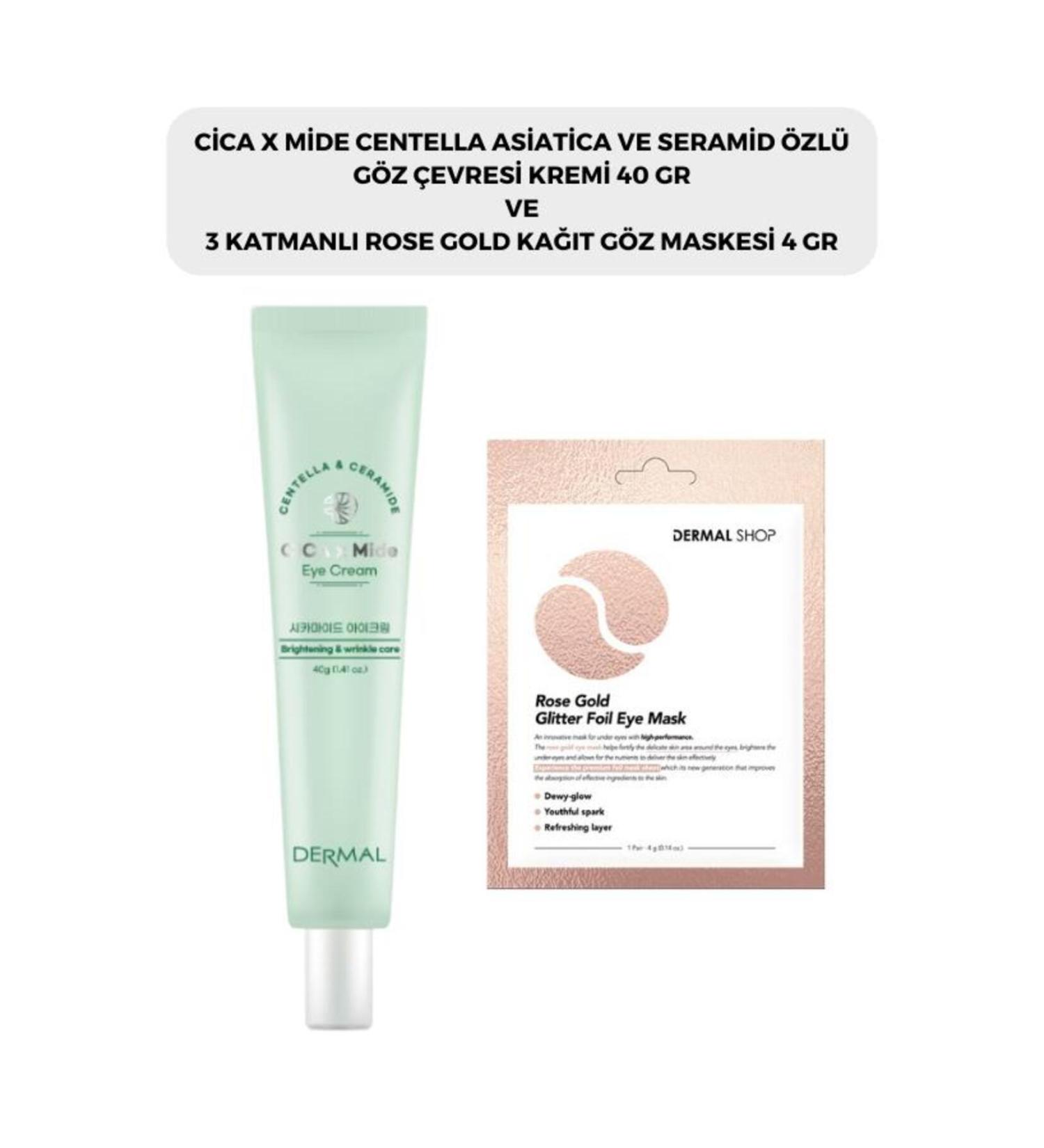 Dermal CICAXMIDE Eye Contour Cream 40 gr and Dermal 3 Layer Rose Gold Eye Mask 4 gr