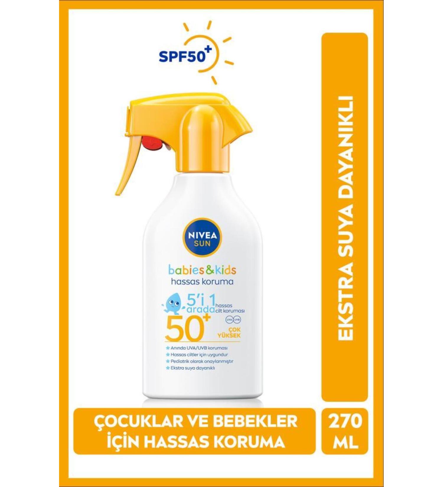NIVEA Baby Sun Spray for Babies and Children 270ml Spf50 Sensitive Sun Protection Extra Water Resistant - Buy Online on GoSupps.com