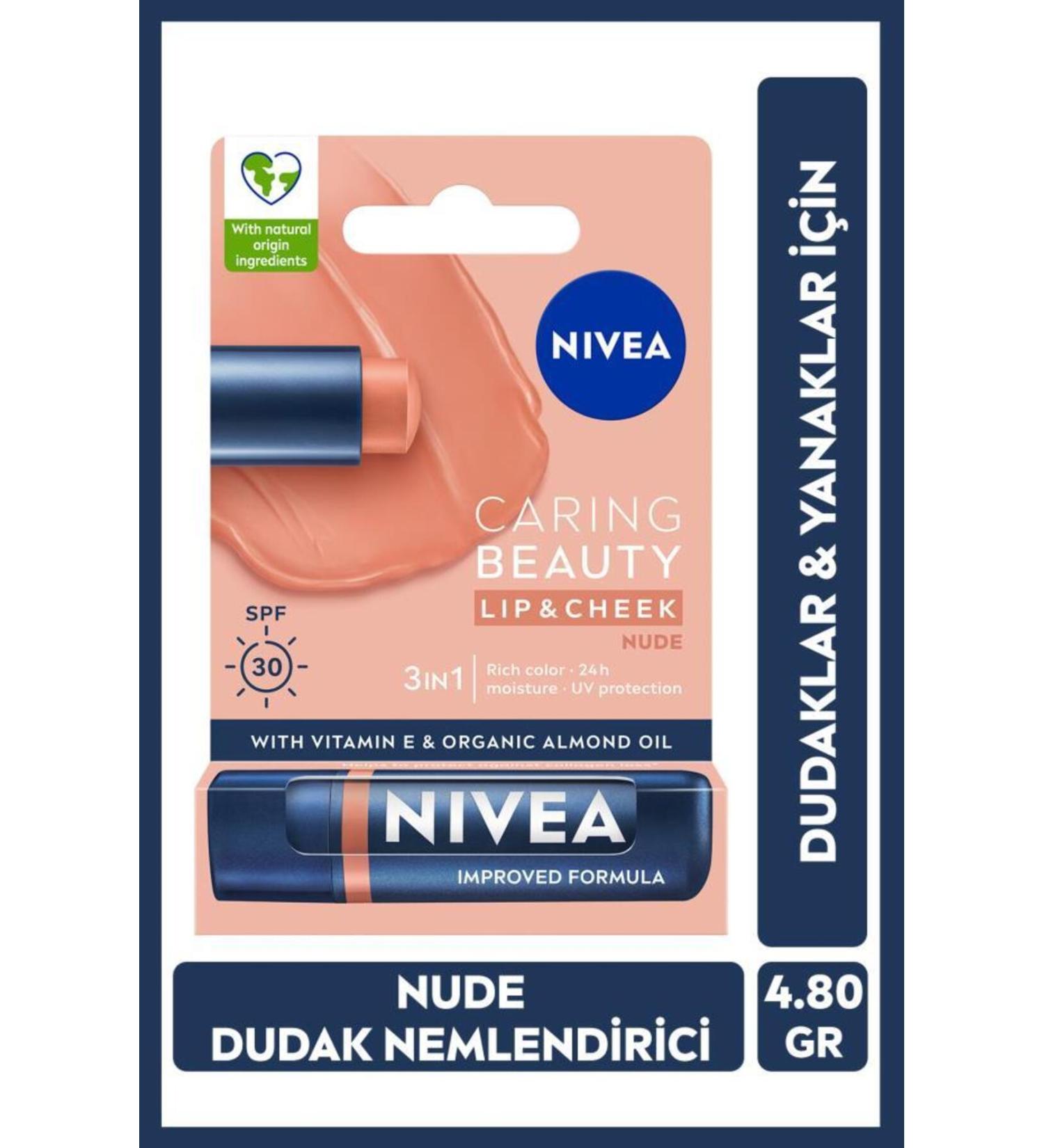 NIVEA Tinted Lip Care Cream Nude 4.8 gr Moisturizing Spf30 Natural Oils Vitamin E For Lips Cheeks - Buy Online on GoSupps.com
