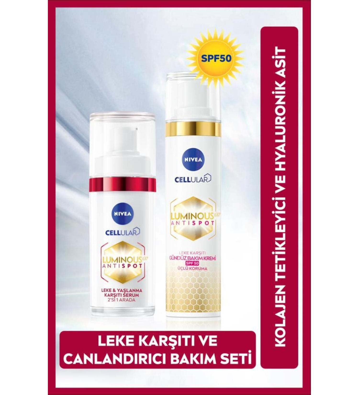 NIVEA Luminous630 Collagen Trigger Anti-Aging and Anti-Spot Skin Serum 30ml and Day Care Cream 40ml - Buy Online on GoSupps.com