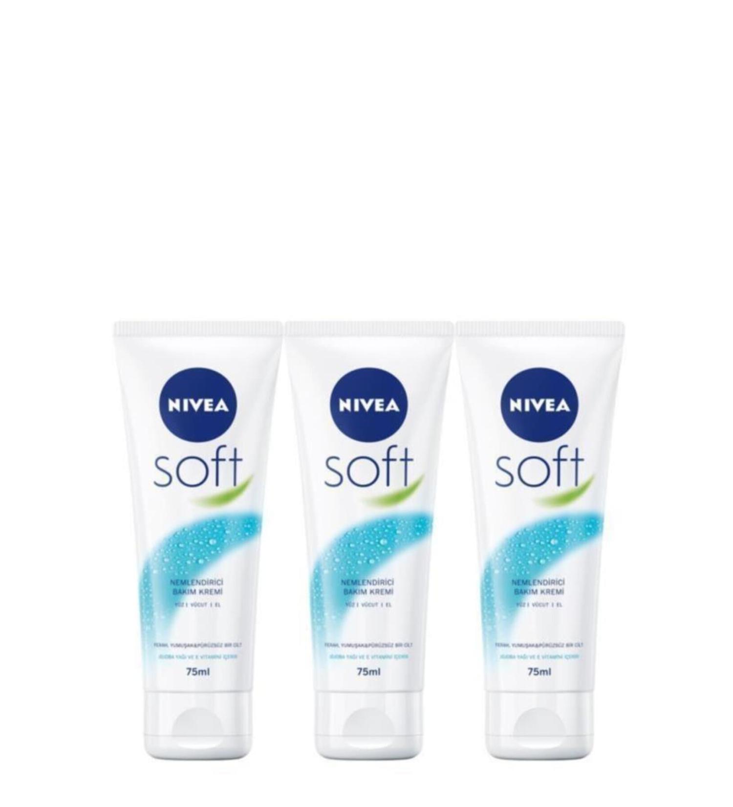 NIVEA Soft Moisturizing Care Cream 75 ml X3 Pieces