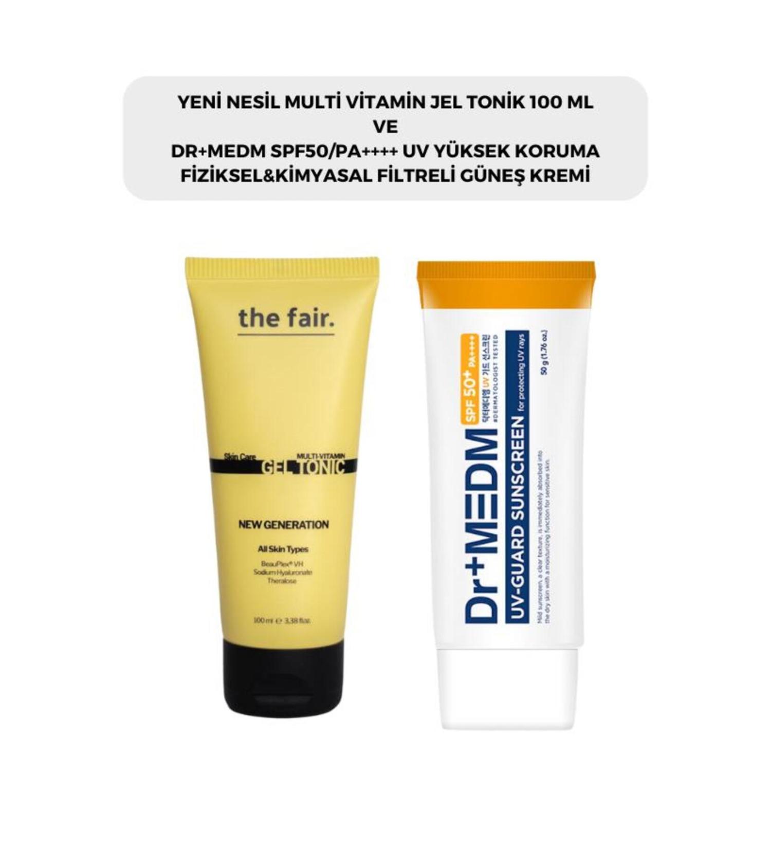 The Fair is fair. Multi Vitamin Gel Tonic 100 ml and Dr+MEDM SPF50/PA++++ UV 50 ML Guard Sunscreen High Protect