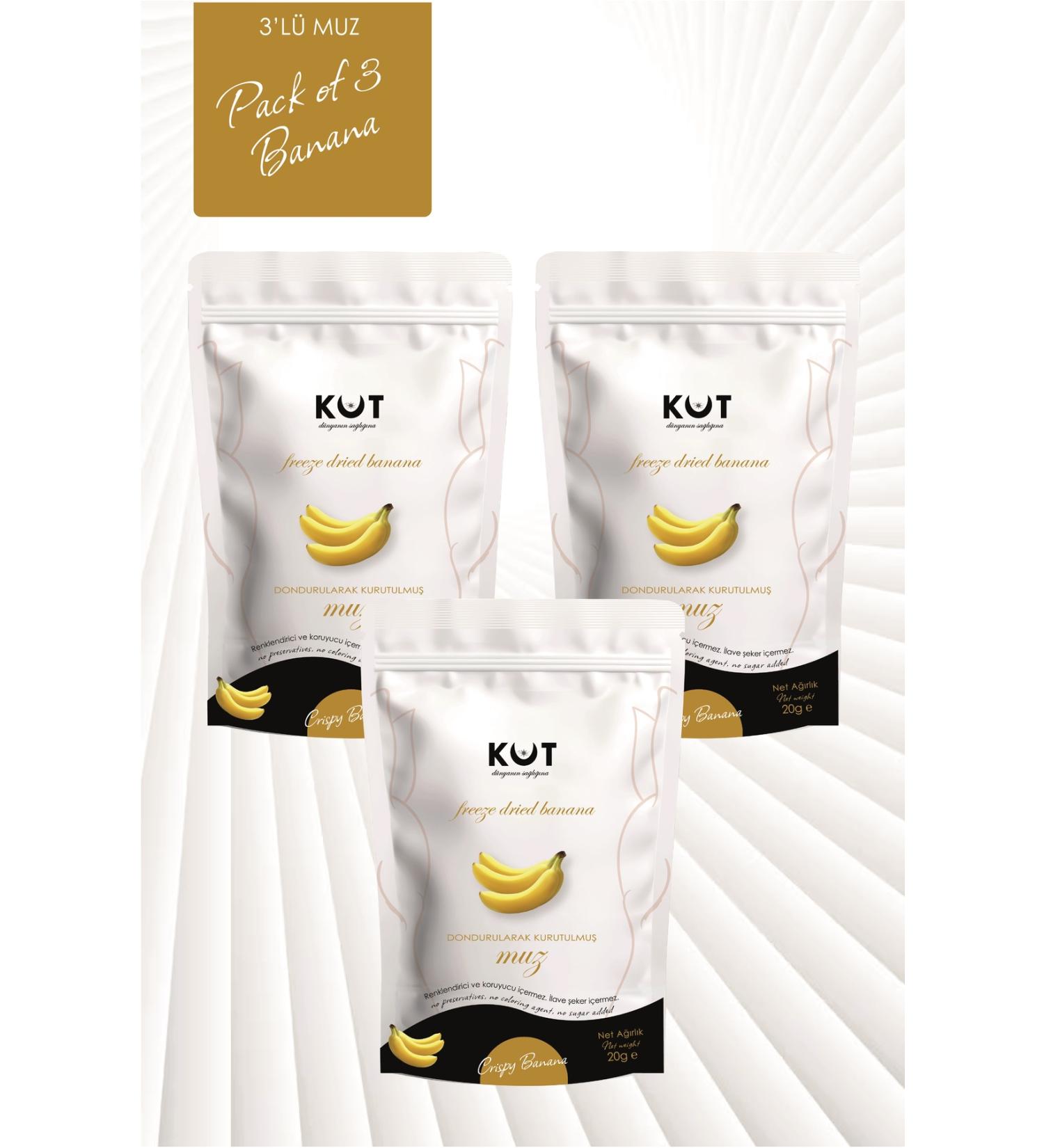 KUT to the health of the world Freeze Dried Fruit Chips Banana 3 x 20 grams