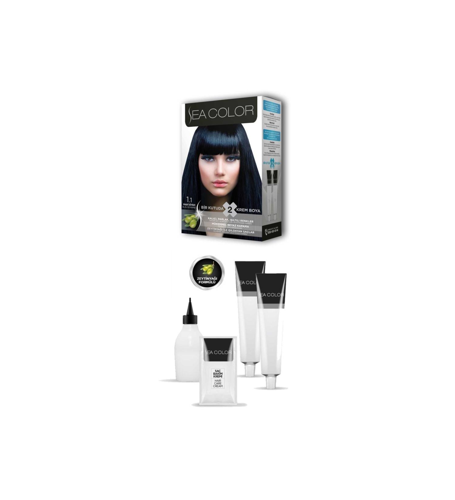2X2 Tube Cream Hair Dye Set Blue Black No:1.1