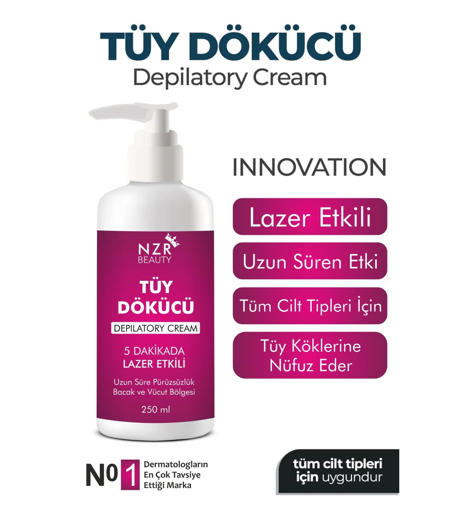 NZR BEAUTY Premium Hair Removal Special Formula Hair Reducing Depilatory Effective Cream 250 ml - Buy Online on GoSupps.com