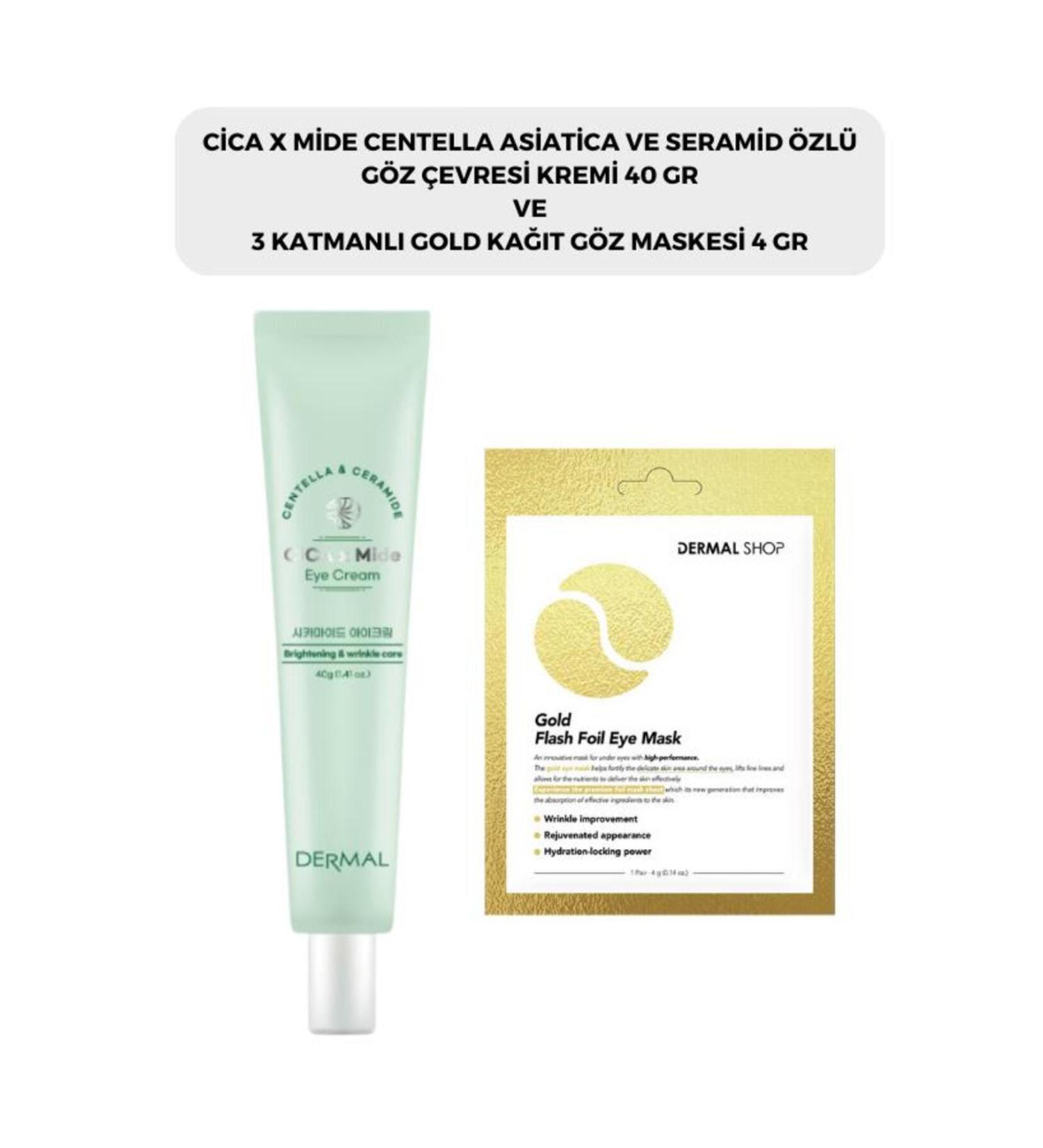 Dermal CICAXMIDE Eye Contour Cream 40 gr and Dermal 3 Layer Gold Eye Mask 4 gr