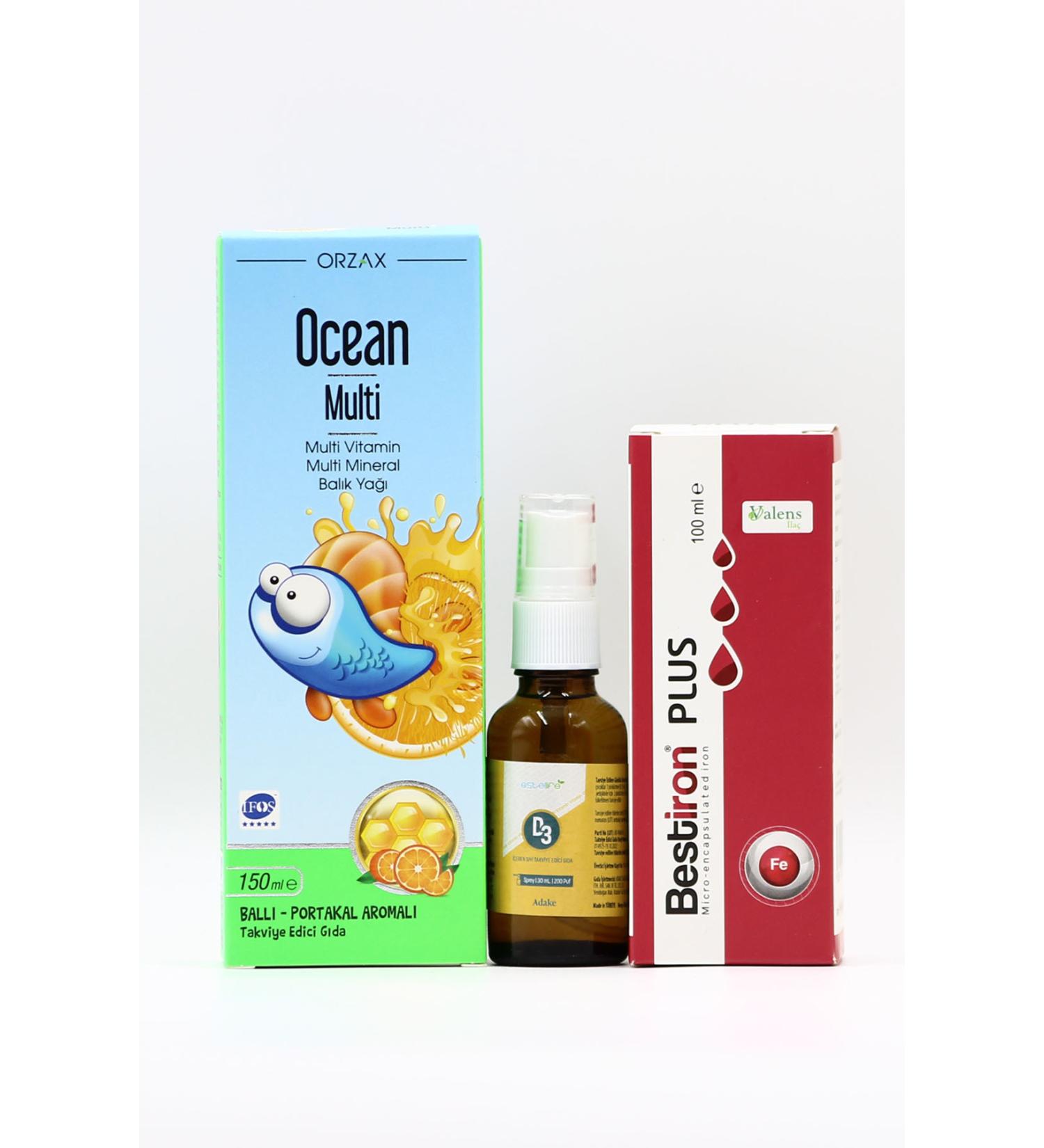 Iron and Vitamin Support Package for Children with Ocean Multi Estellife D3 Bestiron Plus