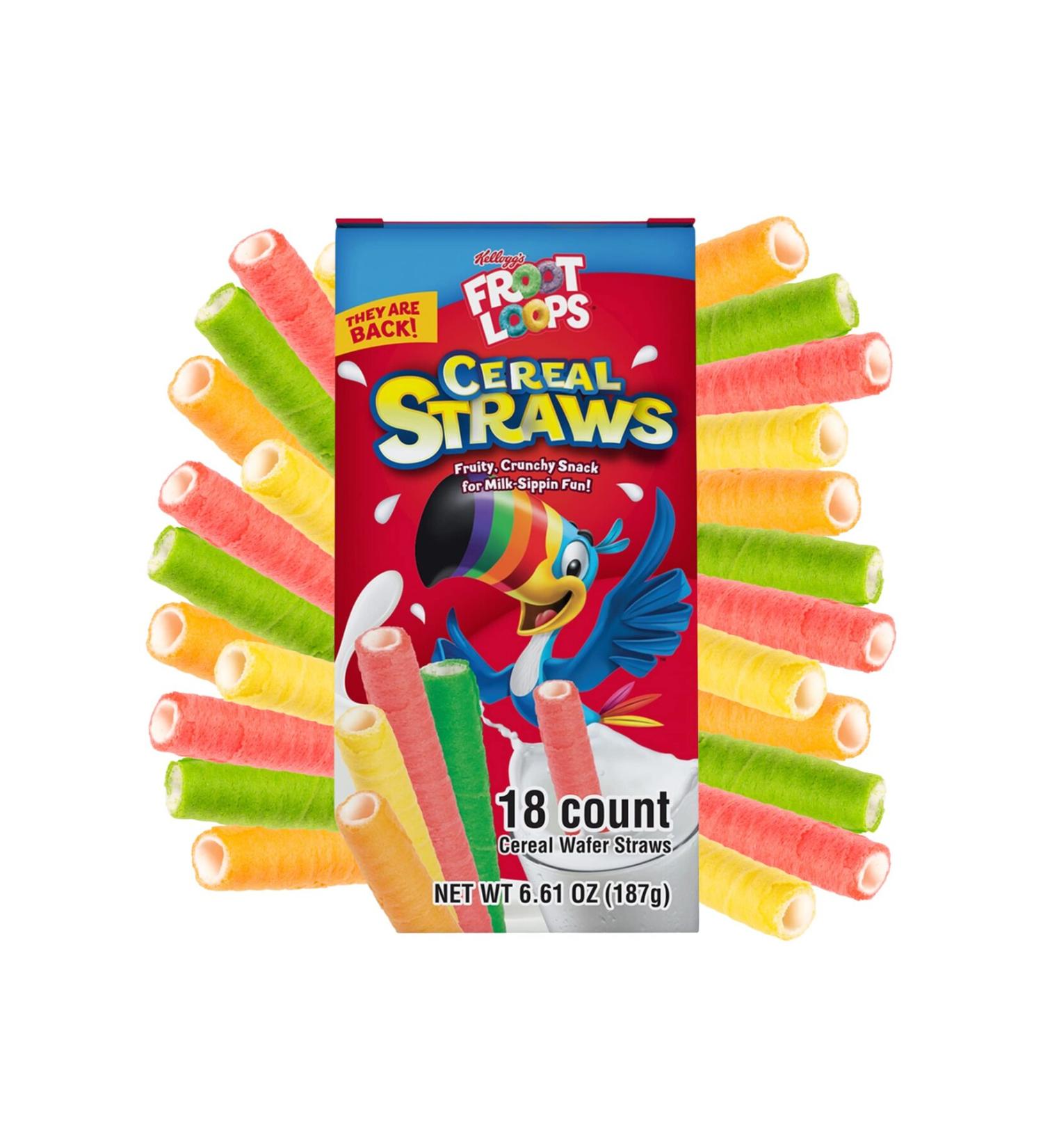Froot Loops Cereal Straws Fruity Crunchy Snack 18 Count 187 gr