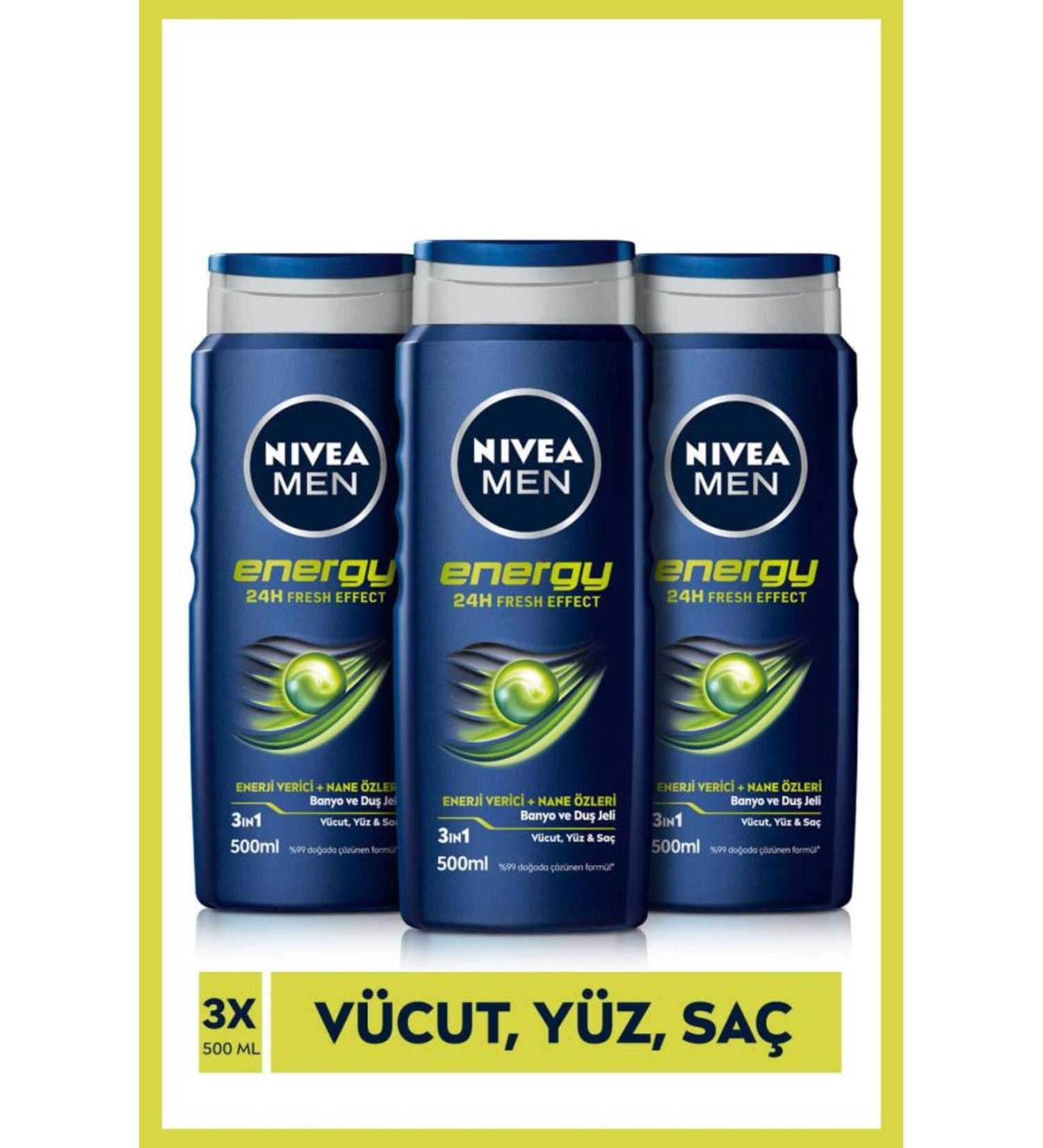 NIVEA Energy Shower Gel 500 ml 3-Pack Advantageous Package - Buy Online on GoSupps.com